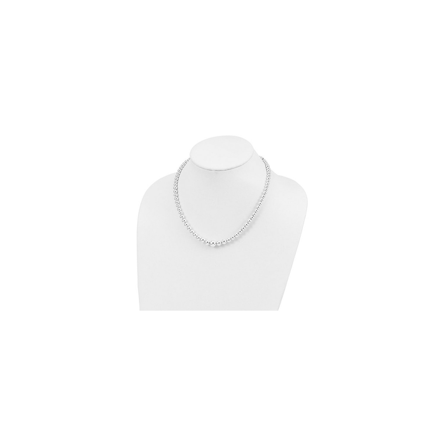 Sterling Silver Polished Beaded Necklace 18 Inches