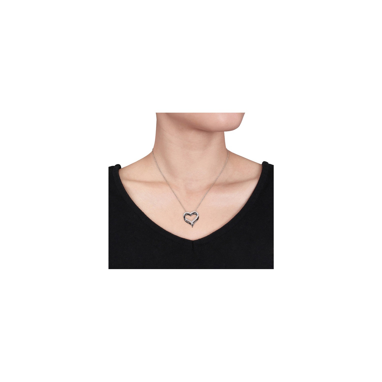 5/8 Carat Lab-Created White Sapphire Pendant Necklace in Black Rhodium Plated Sterling Silver With Chain