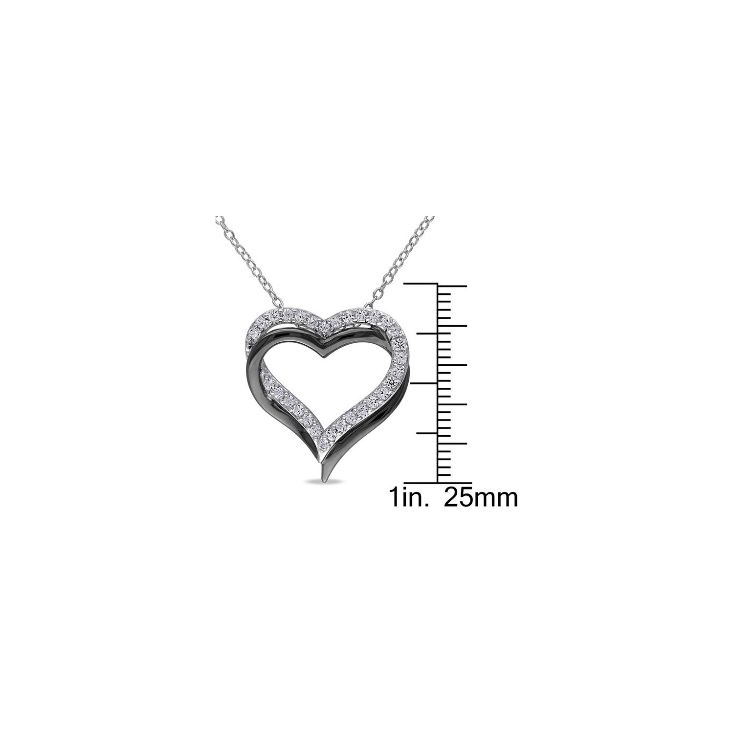 5/8 Carat Lab-Created White Sapphire Pendant Necklace in Black Rhodium Plated Sterling Silver With Chain
