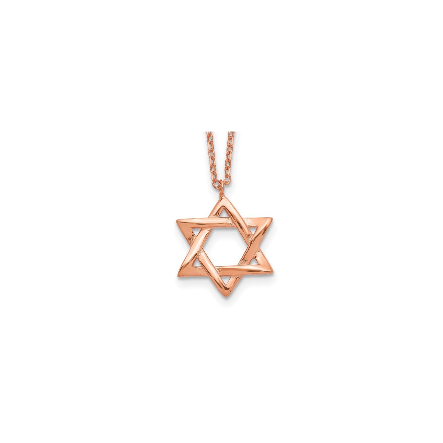 Rose Plated Sterling Silver Polished Star Of David Necklace with Chain