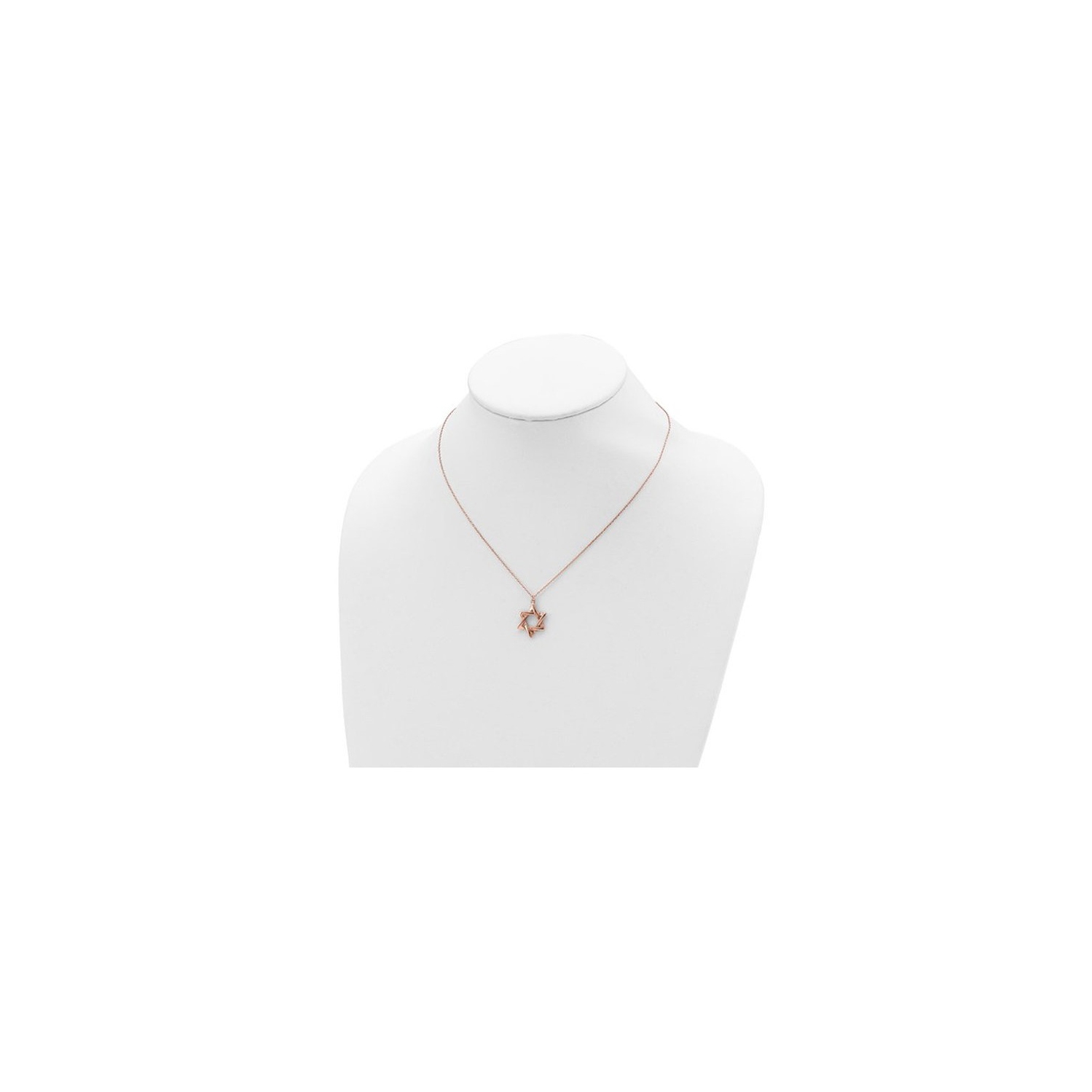 Rose Plated Sterling Silver Polished Star Of David Necklace with Chain