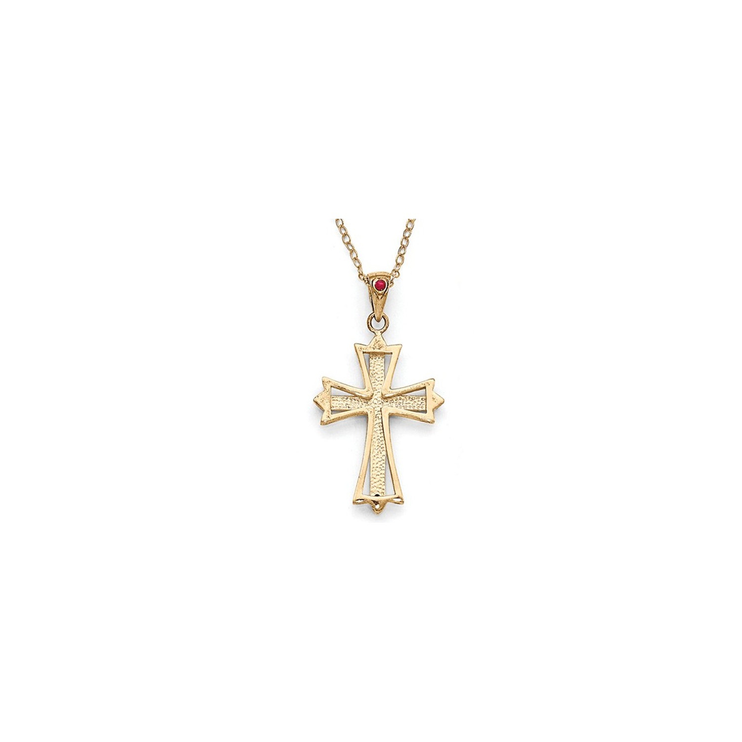 Red Ruby Cross Pendant Necklace in Sterling Silver and 14K Yellow Gold Plating