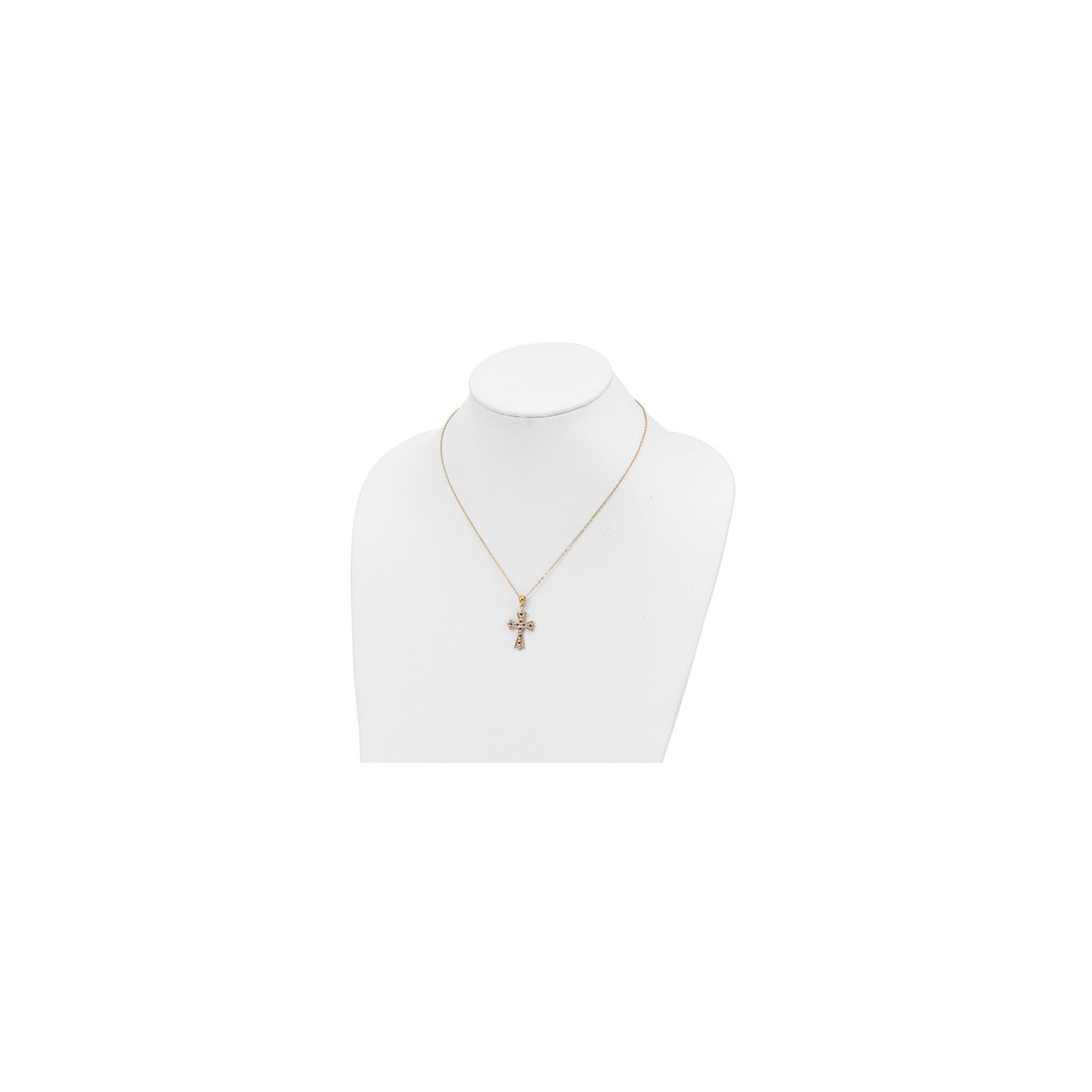 Red Ruby Cross Pendant Necklace in Sterling Silver and 14K Yellow Gold Plating