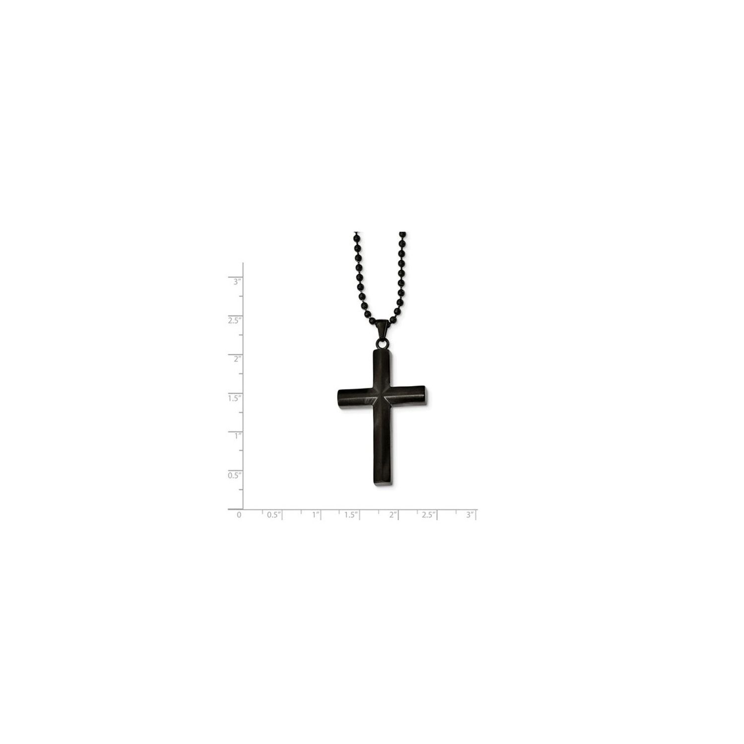 Mens Chisel Black Plated Stainless Steel Cross Pendant Necklace with Chain