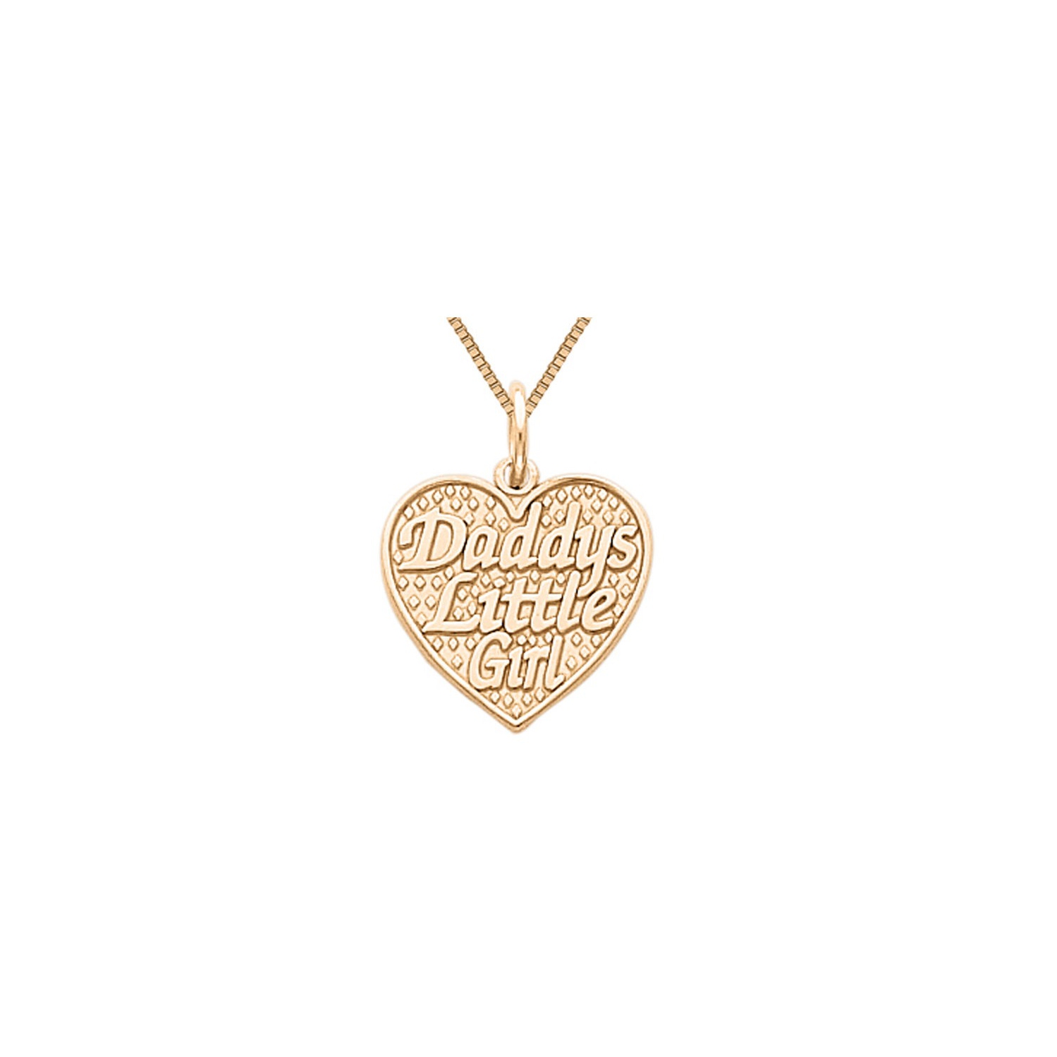 Daddys Little Girl Heart Pendant Necklace in 14K Yellow Gold with Chain