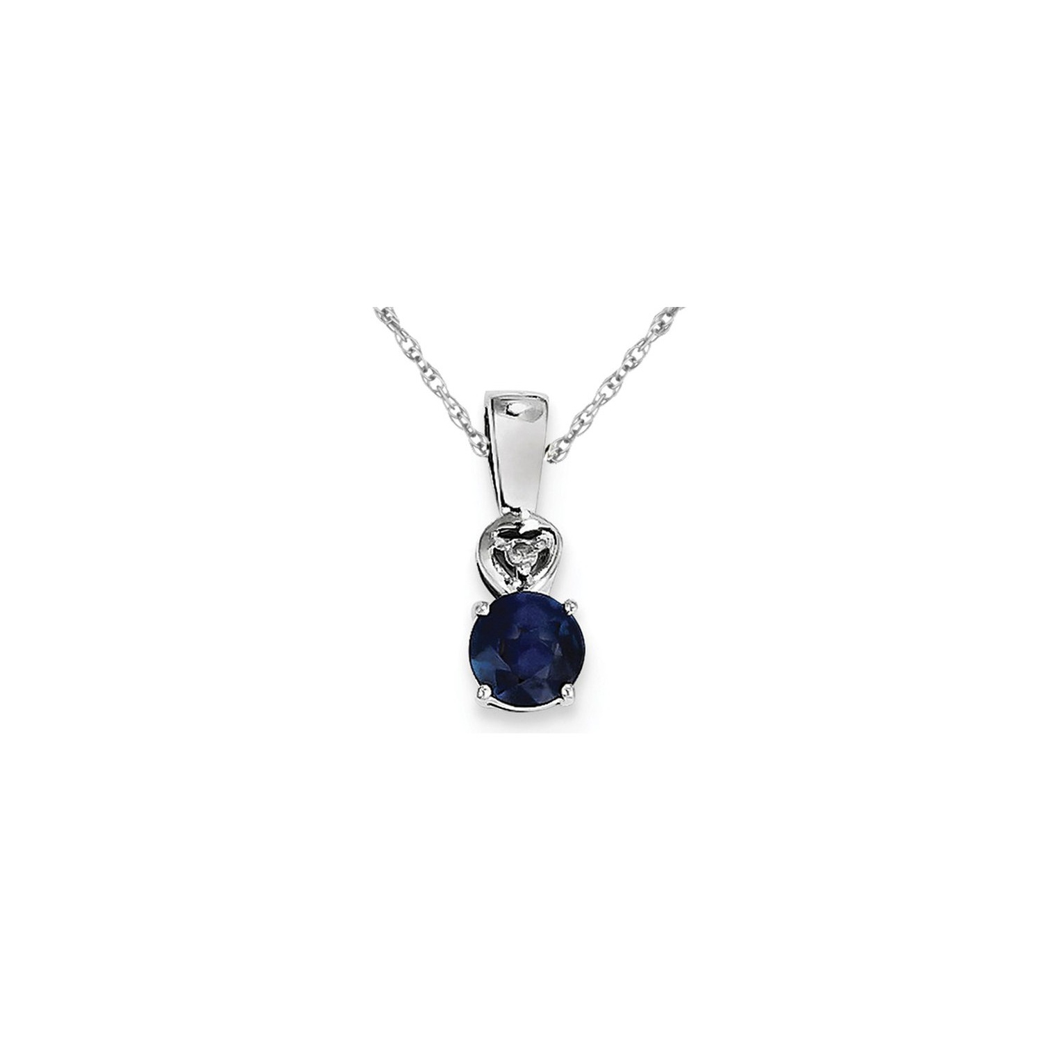 Sterling Silver Blue Sapphire Solitaire Pendant Necklace 1/2 Carat