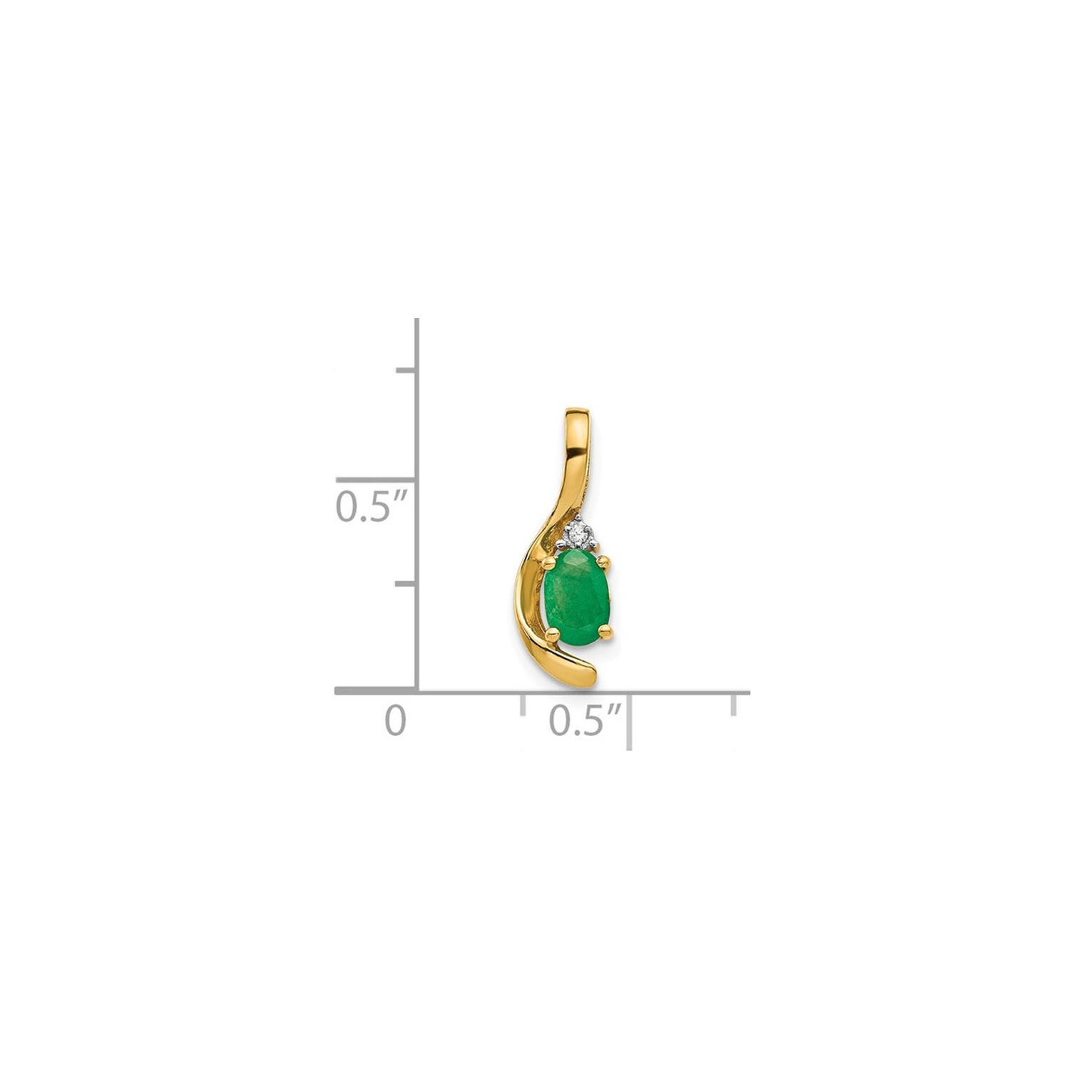 1/3 Carat Natural Emerald Pendant Necklace in 14K Yellow Gold with Chain