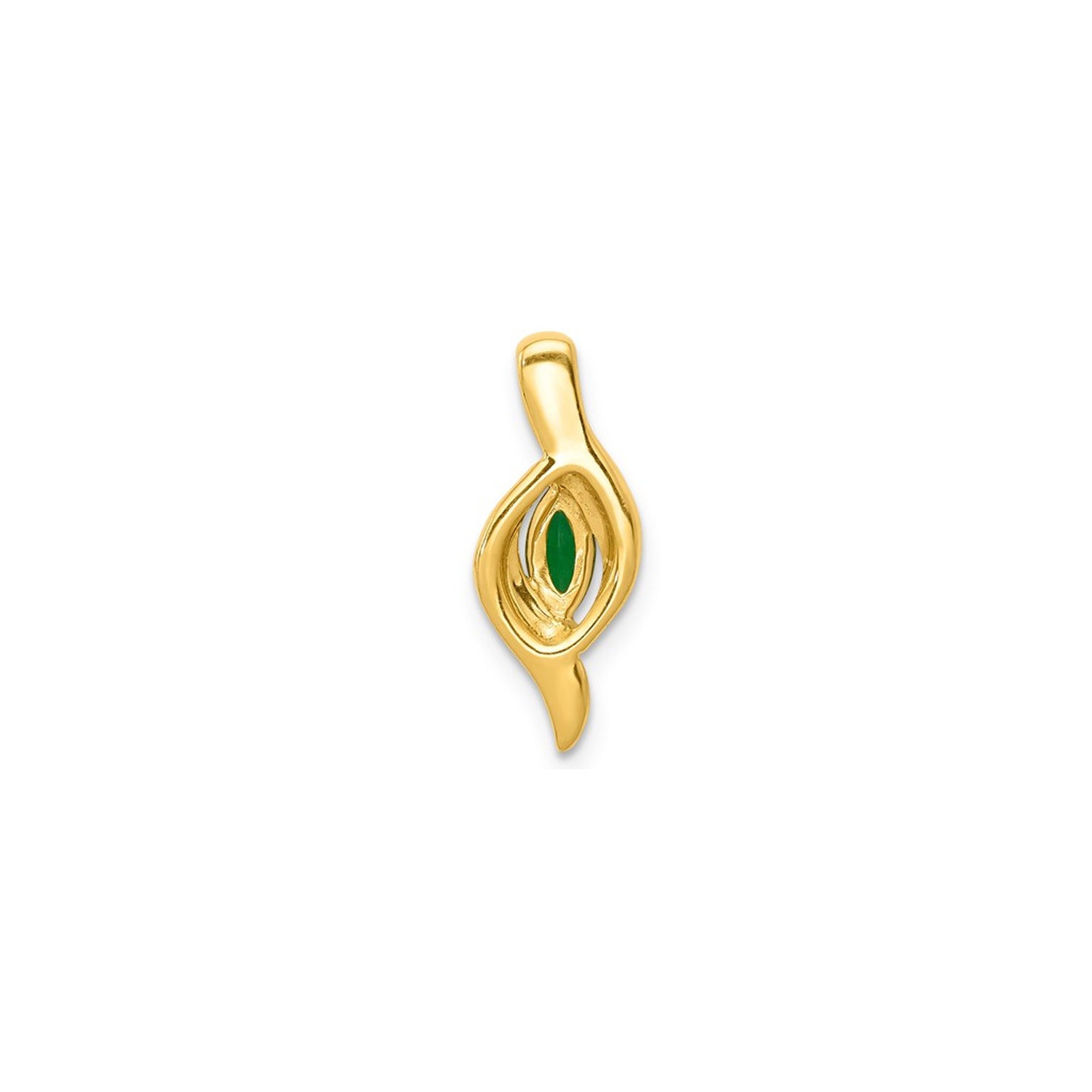 1/6 Carat Natural Emerald Pendant Necklace in 14K Yellow Gold with Chain