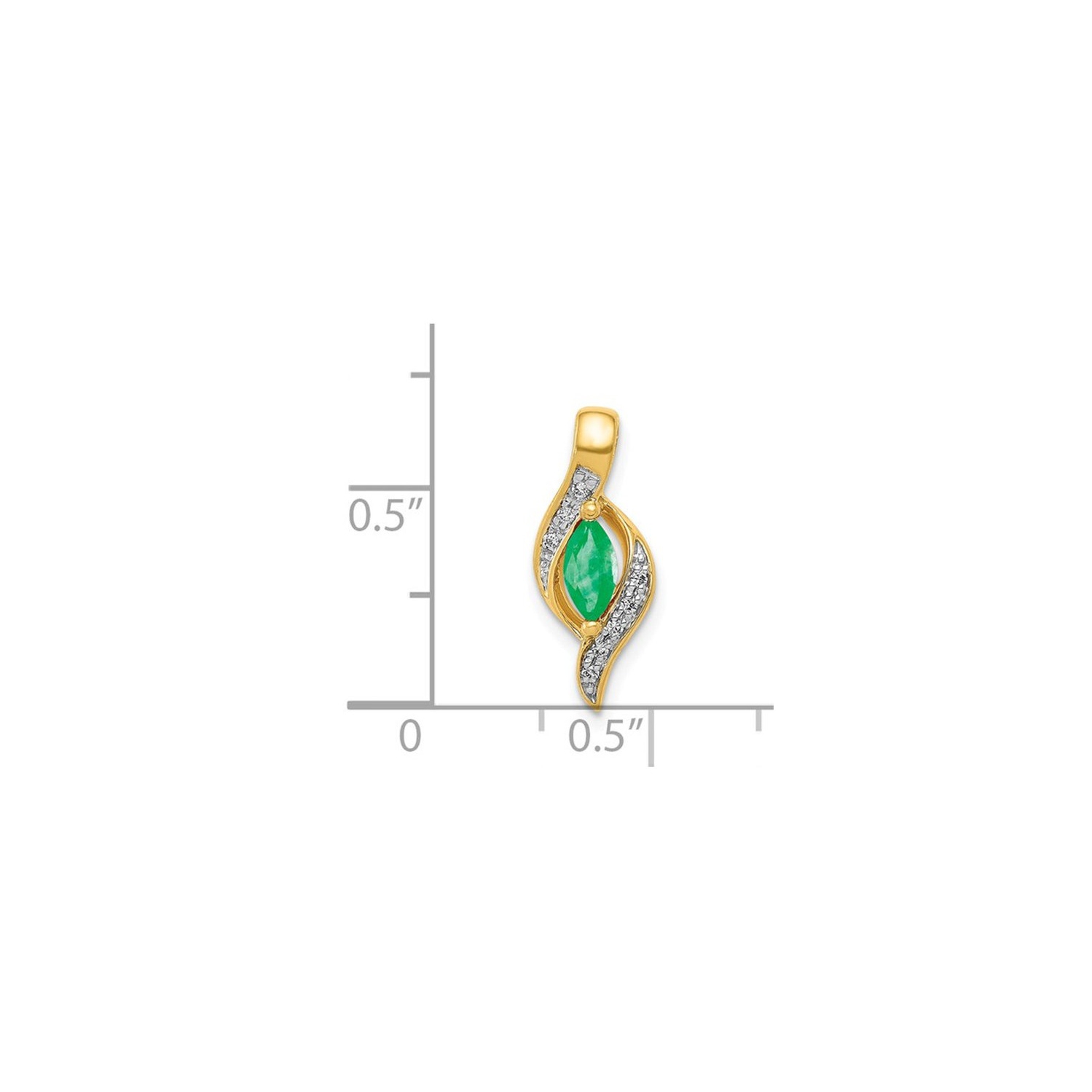 1/6 Carat Natural Emerald Pendant Necklace in 14K Yellow Gold with Chain