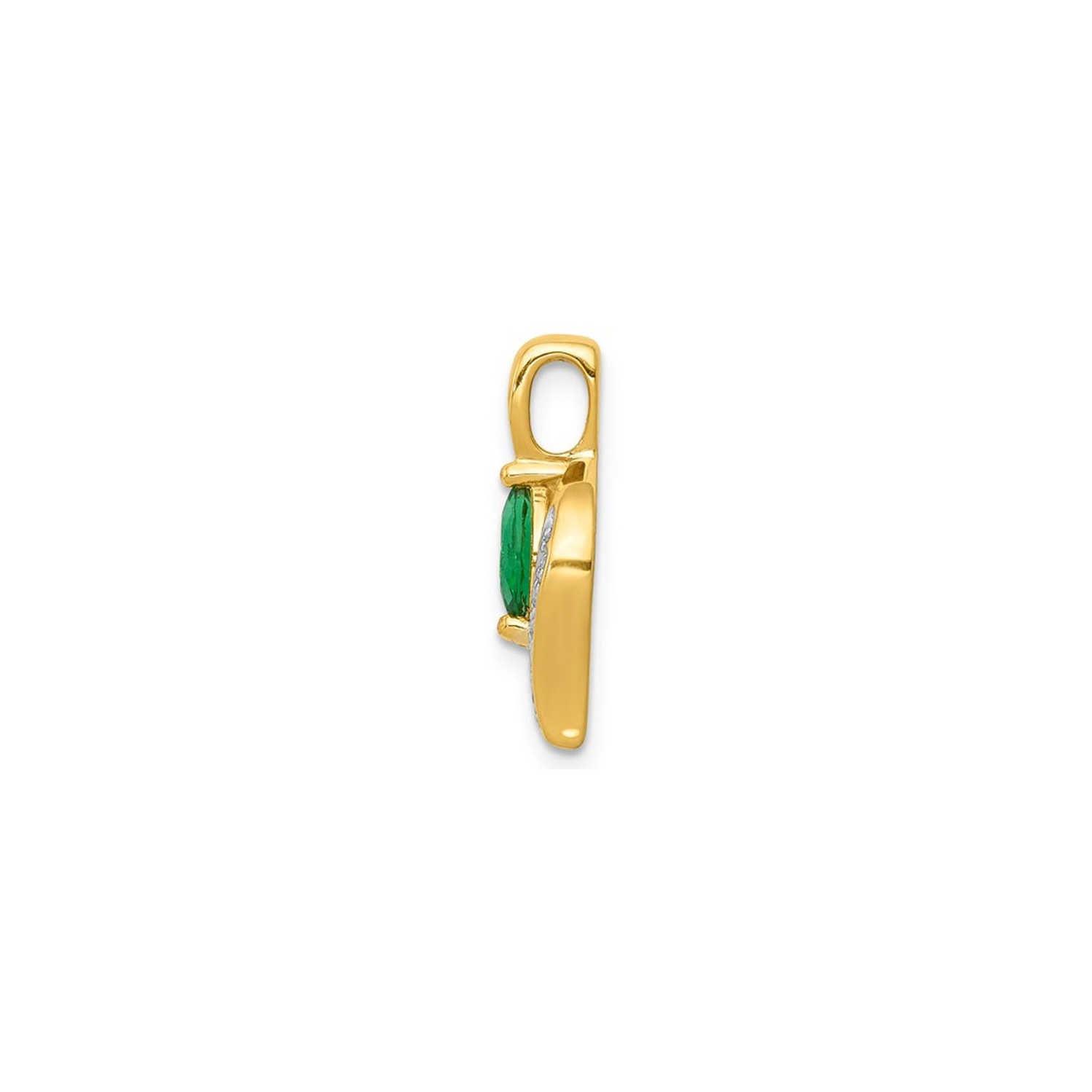 1/6 Carat Natural Emerald Pendant Necklace in 14K Yellow Gold with Chain