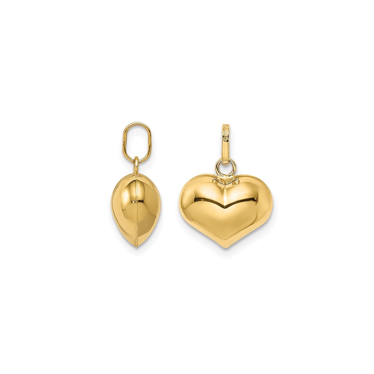 14K Yellow Gold Heart Pendant Necklace with Chain