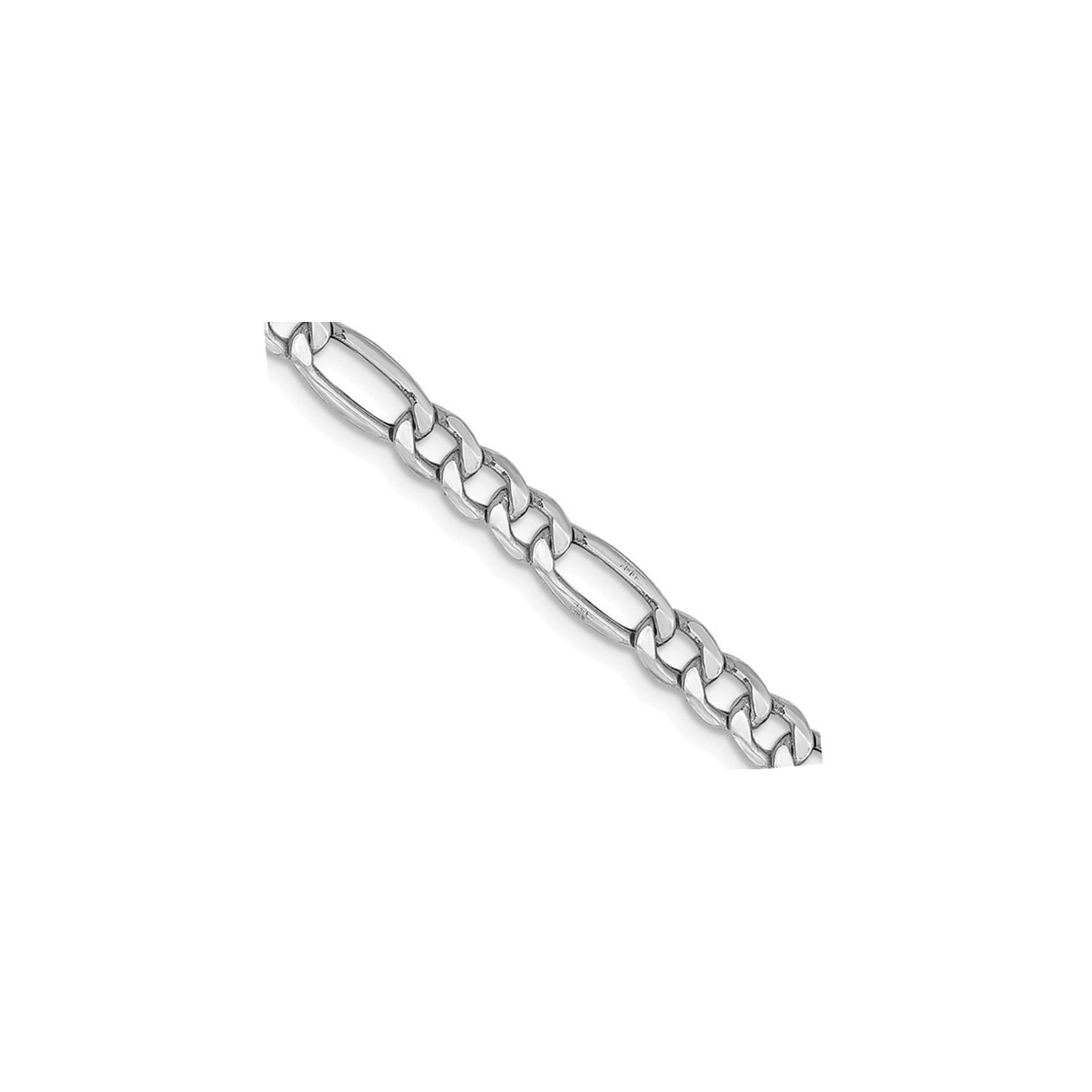 14K White Gold Figaro Chain Necklace 18 Inches