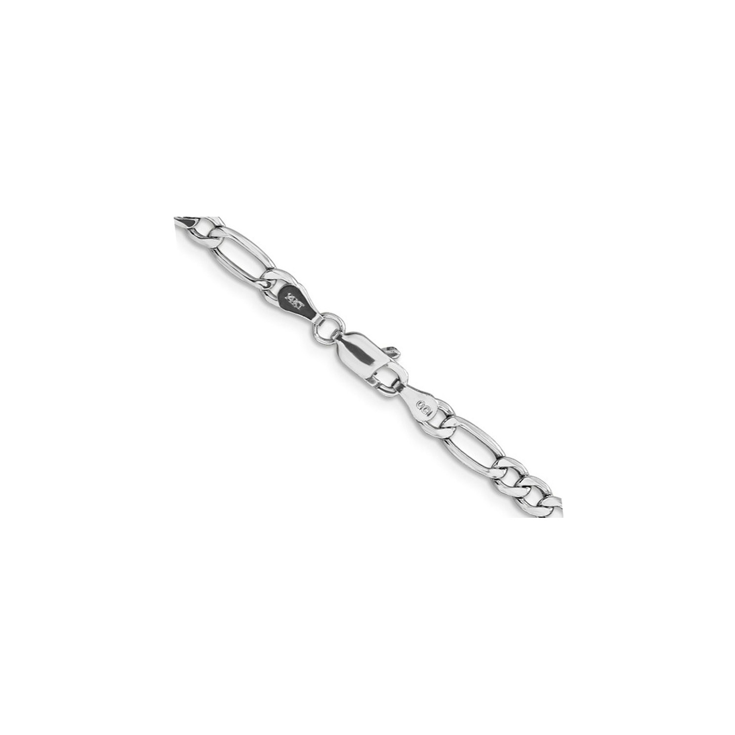14K White Gold Figaro Chain Necklace 18 Inches