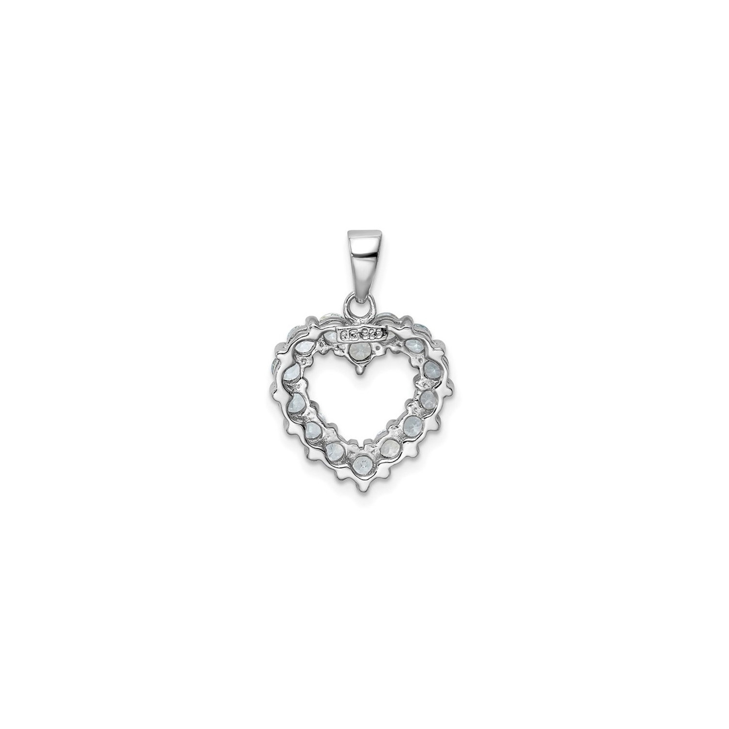 Sterling Silver Light Aquamarine Heart Pendant Necklace with Chain ctw