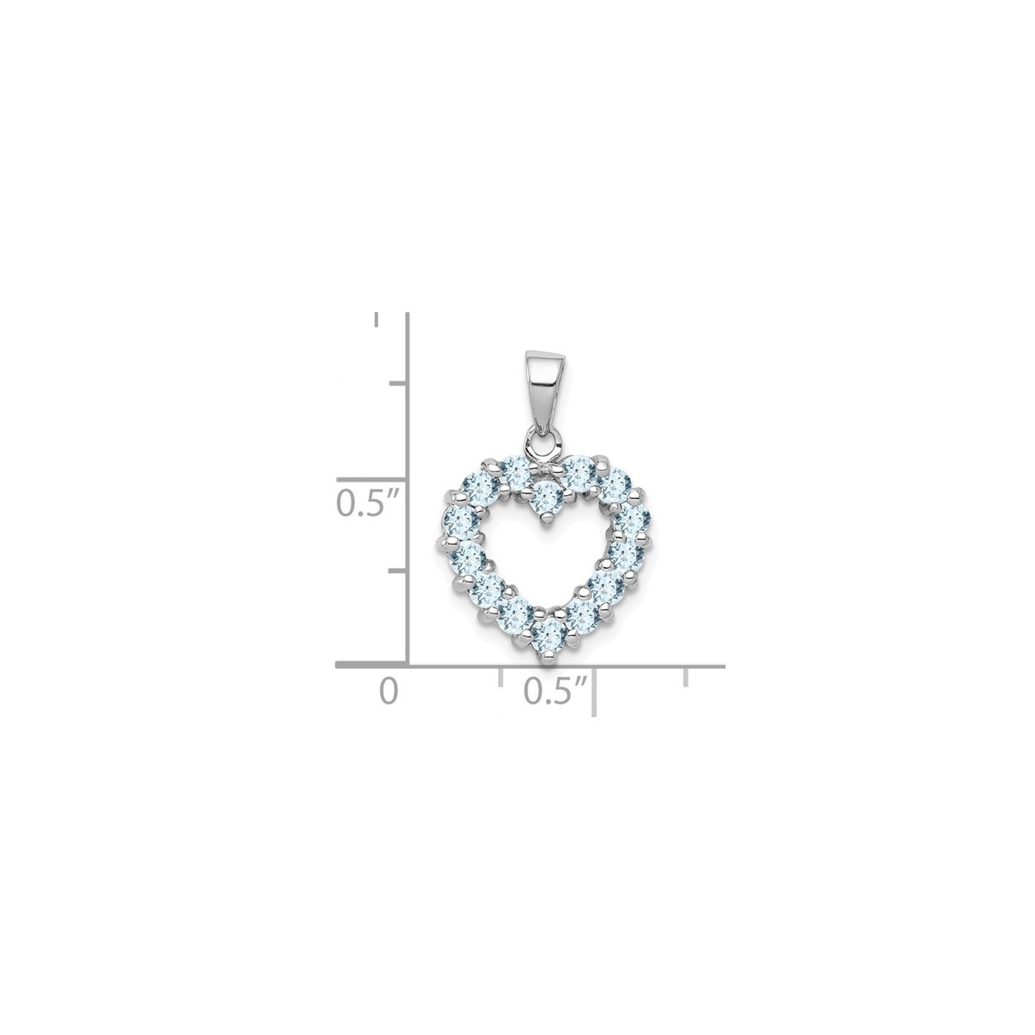 Sterling Silver Light Aquamarine Heart Pendant Necklace with Chain ctw