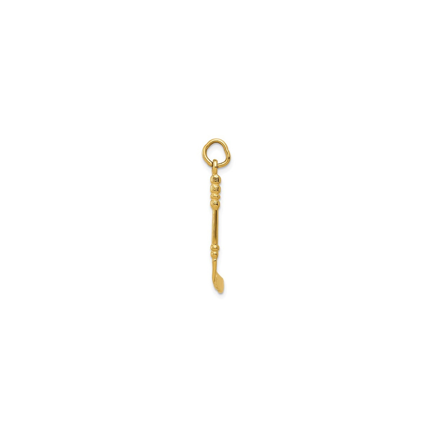 14K Yellow Gold Polished Hockey Stick Pendant Necklace with Chain
