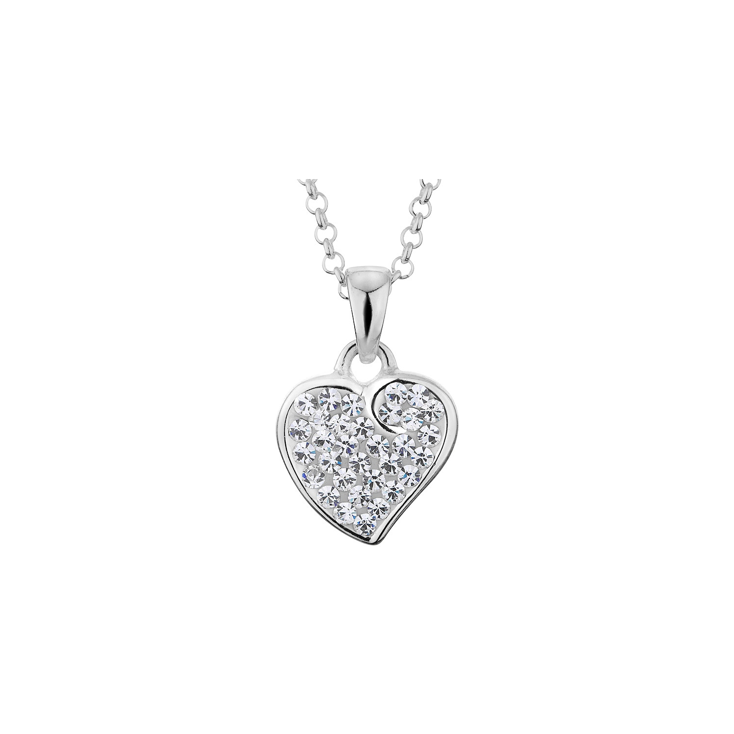 Synthetic Crystal Heart Pendant Necklace in Sterling Silver with Chain
