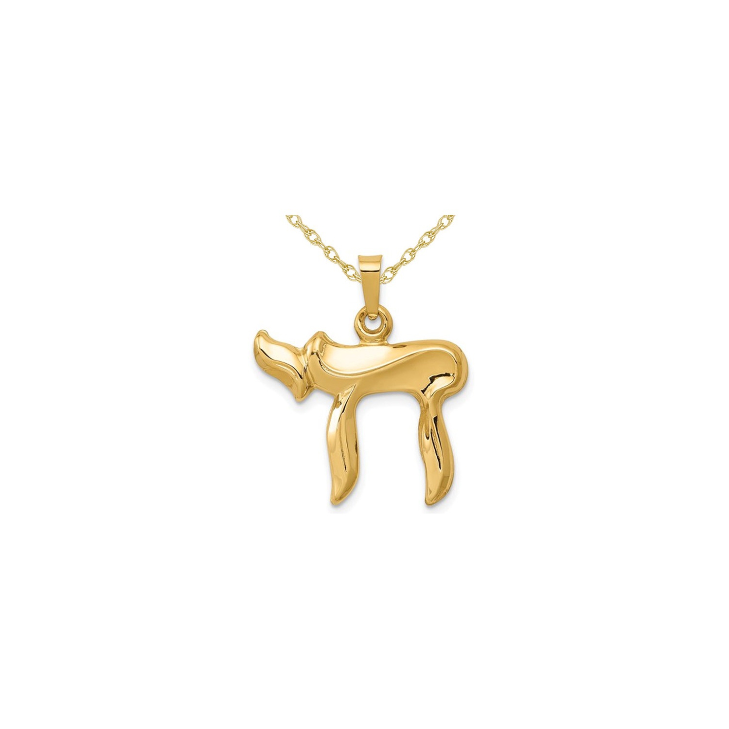 14K Yellow Gold Chai Pendant Necklace with Chain
