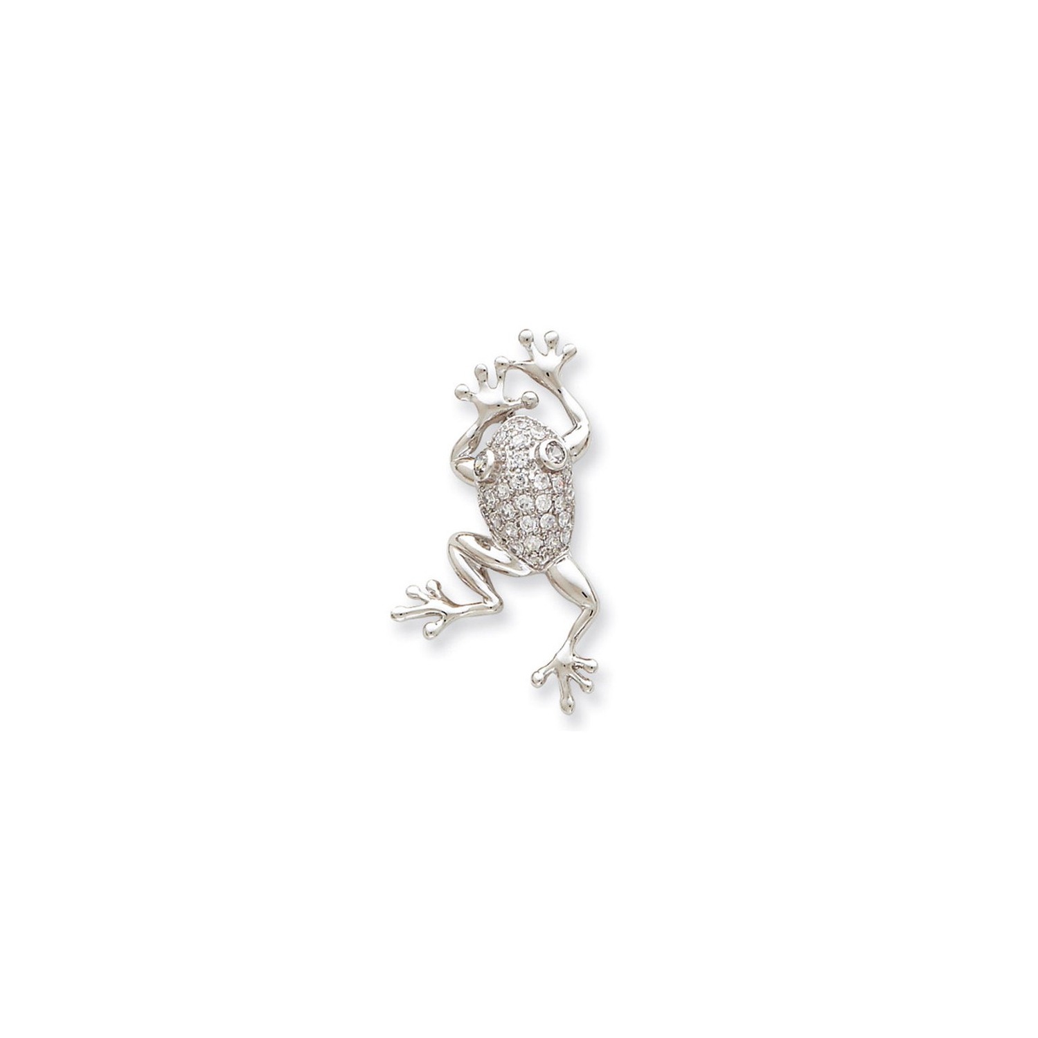 Broche grenouille en argent sterling, zircon cubique synthétique
