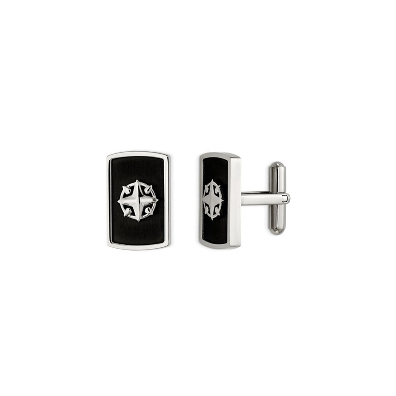 Stainless Steel Polished Black Plated Compass Cuff Links