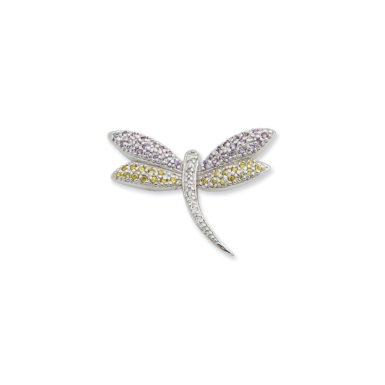 Broche libellule en zircon cubique synthétique en argent sterling