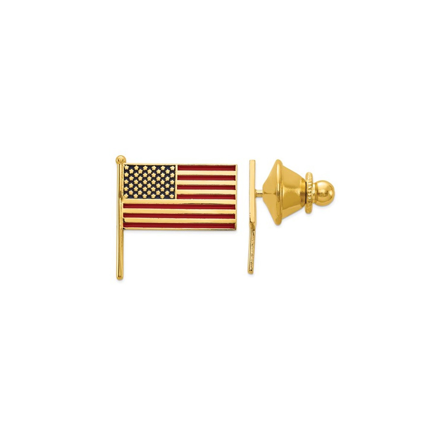 Cravate drapeau américain, or jaune 14 K