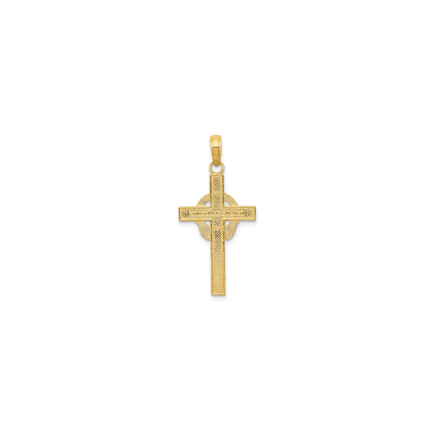 14K Yellow Gold Polished Claddagh Cross Pendant Necklace with Chain