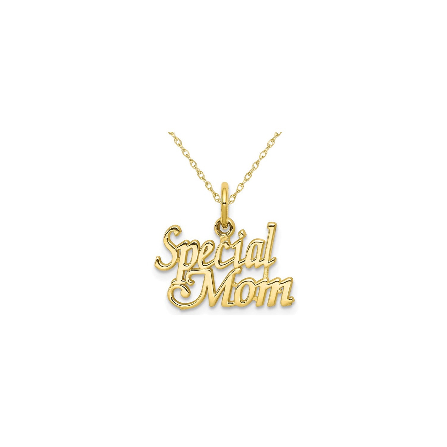 Special Mom Charm Pendant Necklace in 10K Yellow Gold with Chain