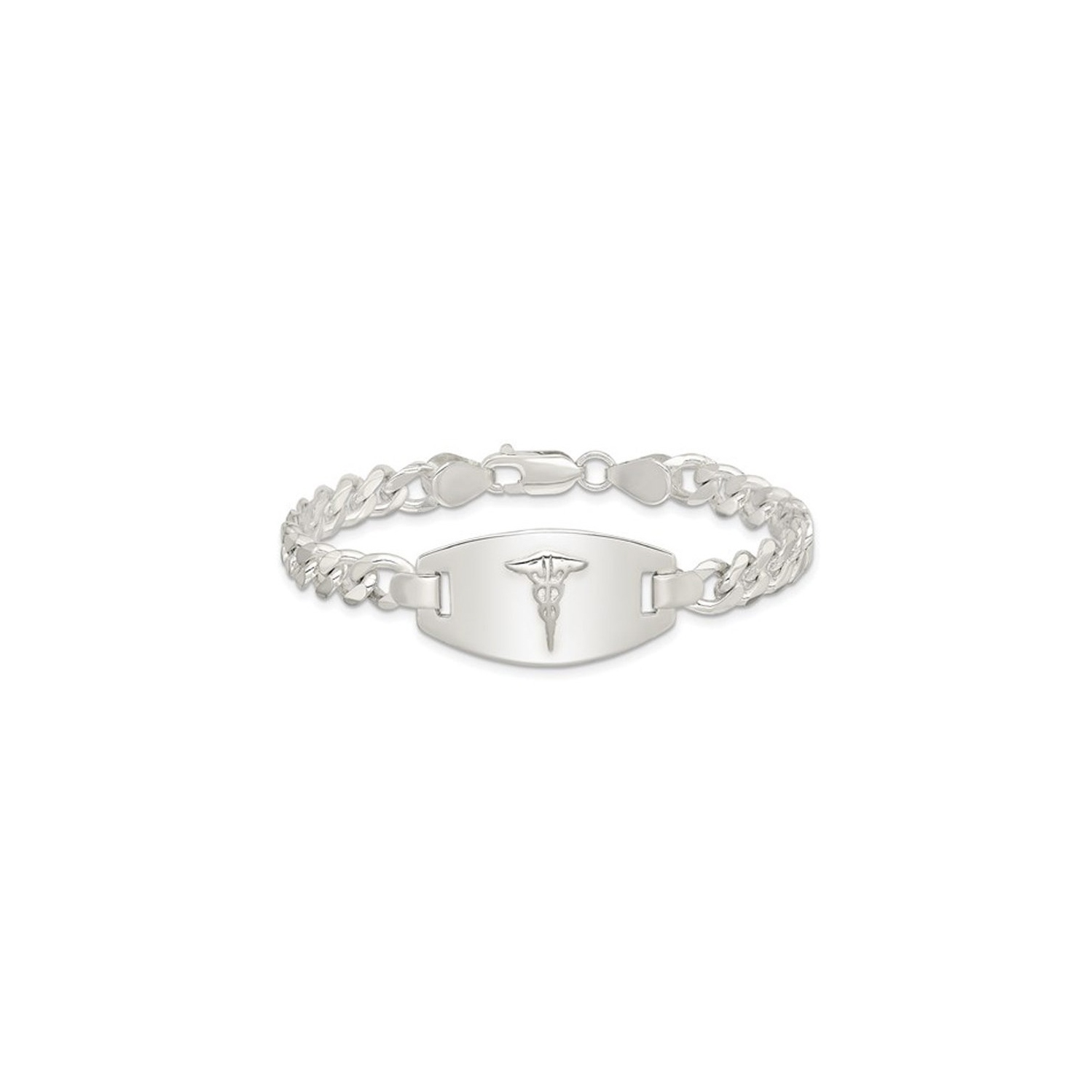 Bracelet à mailles en argent sterling de 7.25 po avec ID médicale