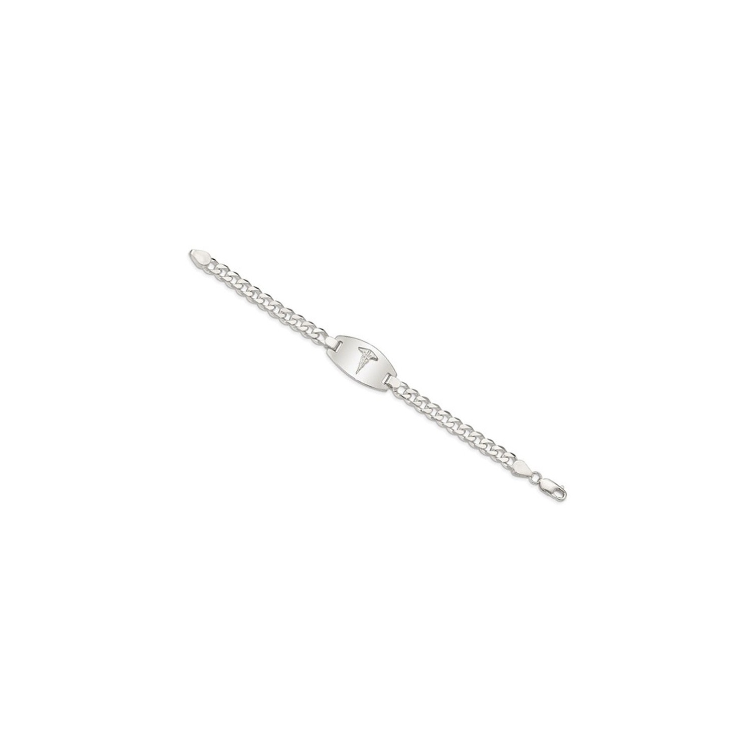 Bracelet à mailles en argent sterling de 7.25 po avec ID médicale