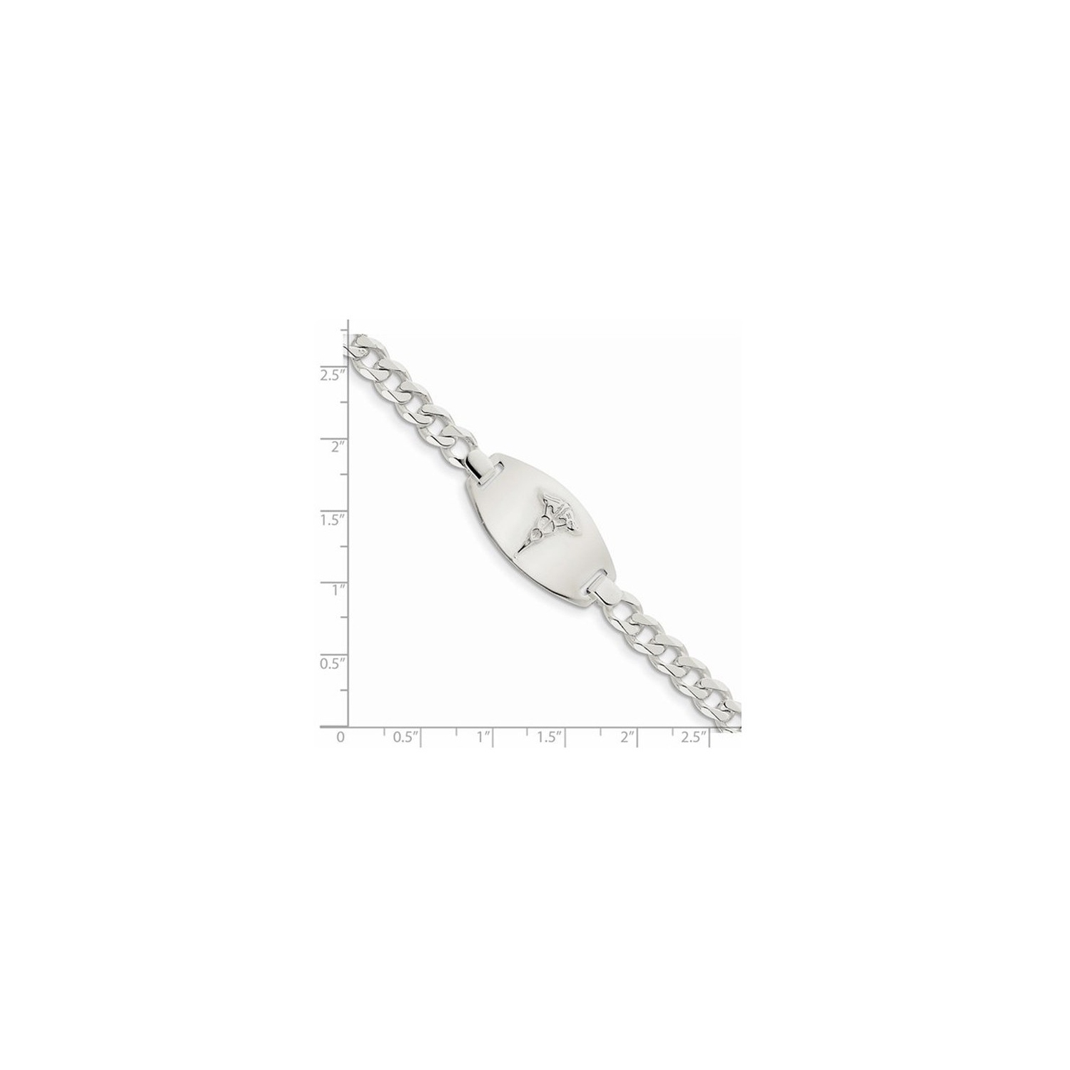 Bracelet à mailles en argent sterling de 7.25 po avec ID médicale