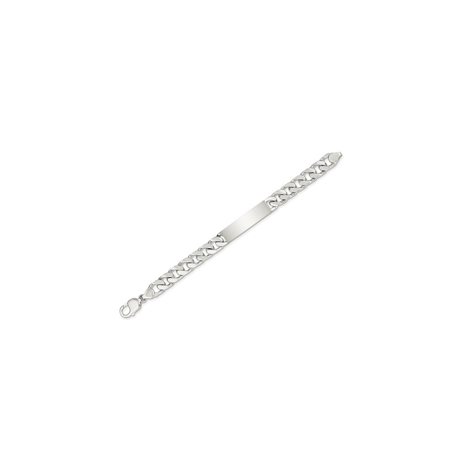 Bracelet d'identité homme à maille polie, en argent sterling, 8.5 po