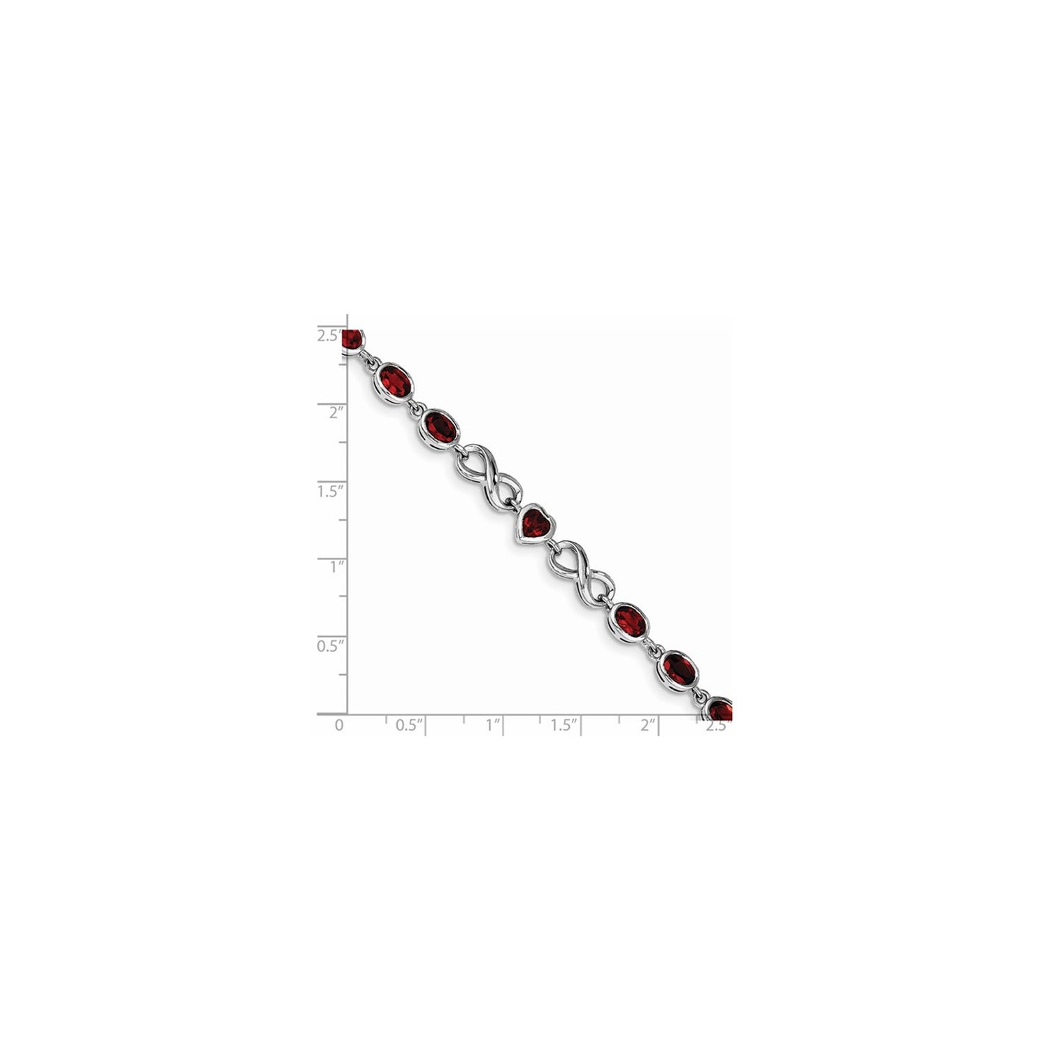 Bracelet en argent sterling avec grenat naturel en forme de coeur à l’infini de 6.30 ct