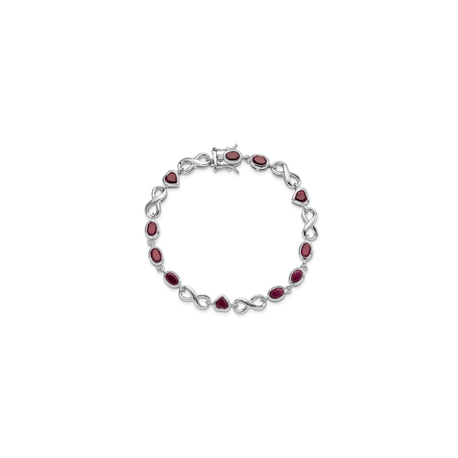 Bracelet en argent sterling avec grenat naturel en forme de coeur à l’infini de 6.30 ct