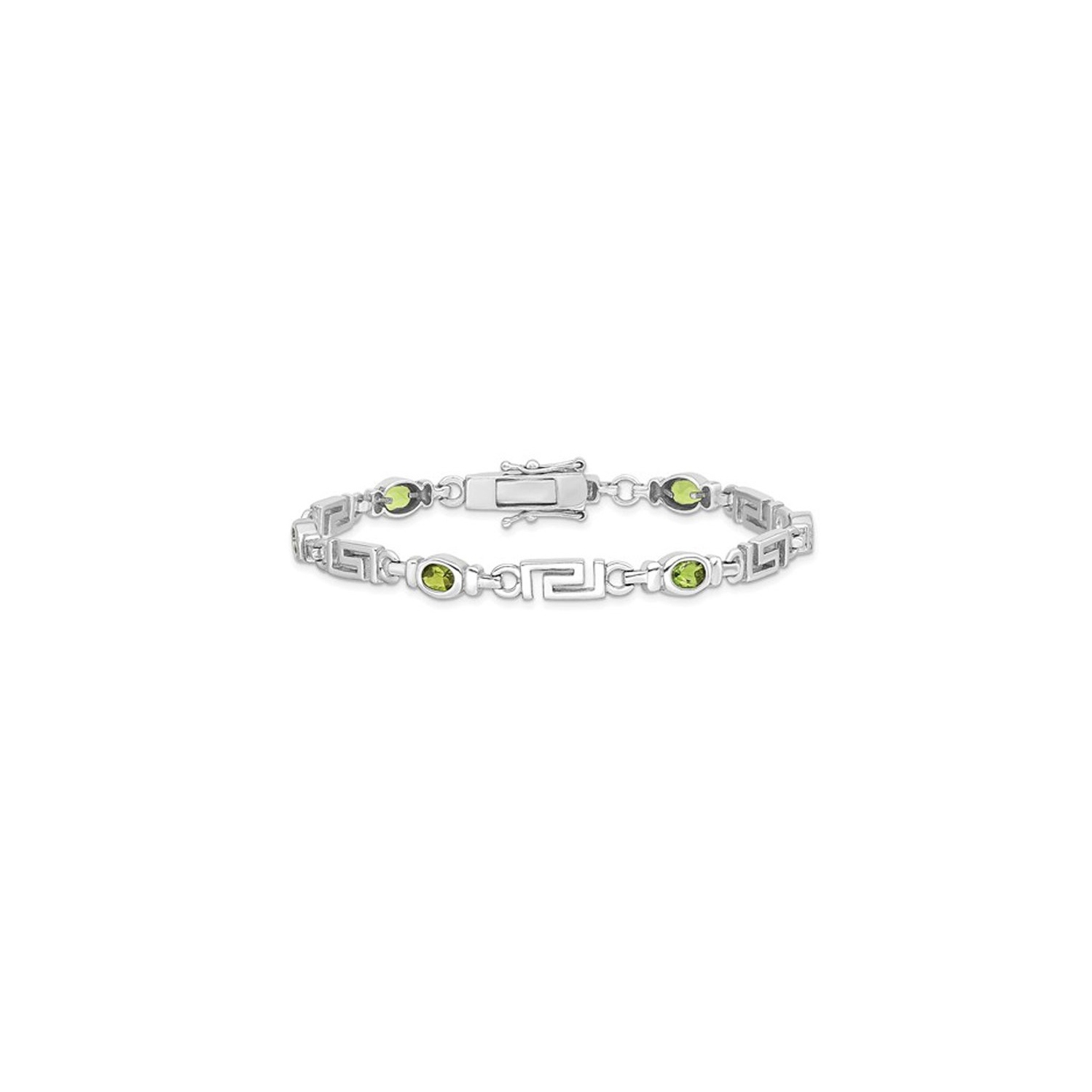 Bracelet clé grecque en argent sterling avec péridots de 1/3 carats