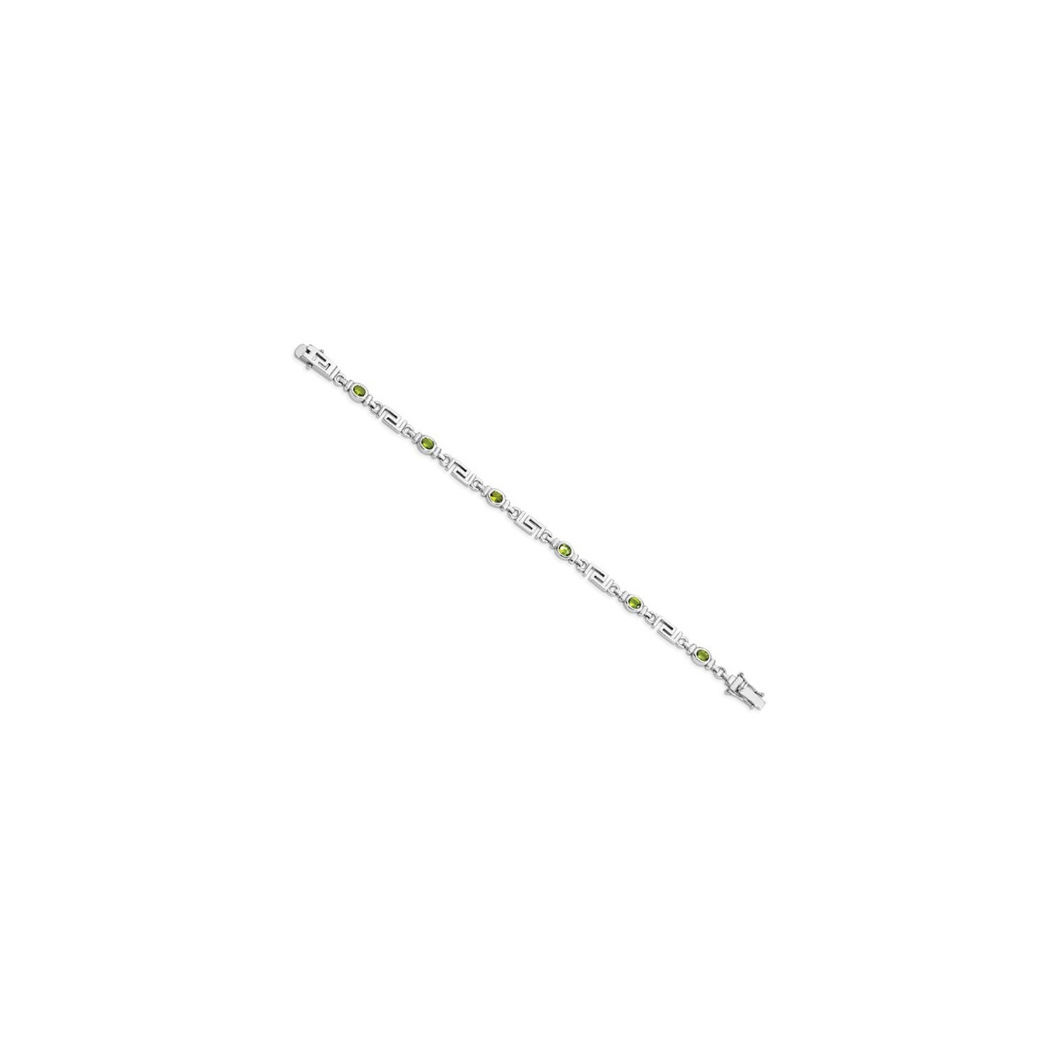 Bracelet clé grecque en argent sterling avec péridots de 1/3 carats