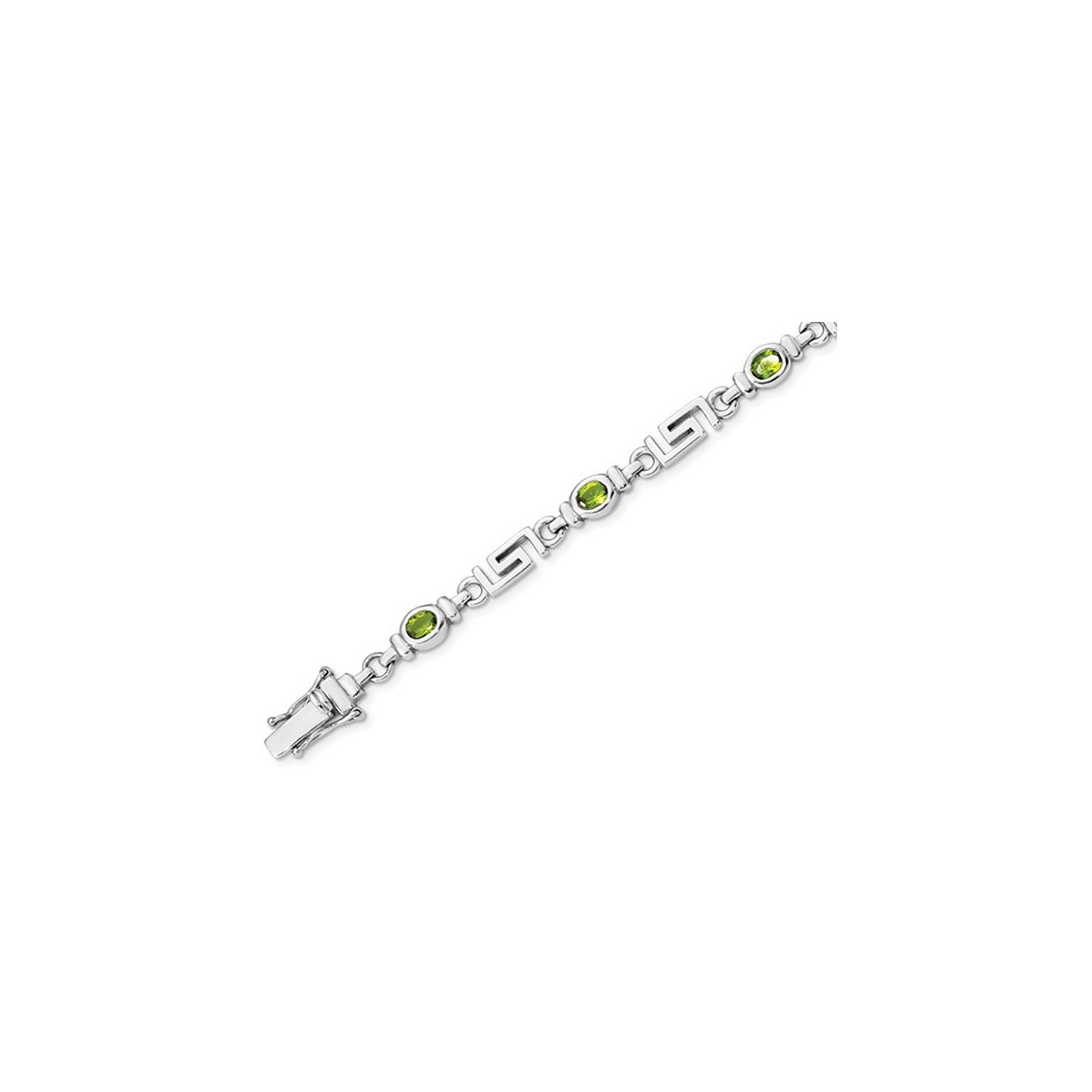 Bracelet clé grecque en argent sterling avec péridots de 1/3 carats
