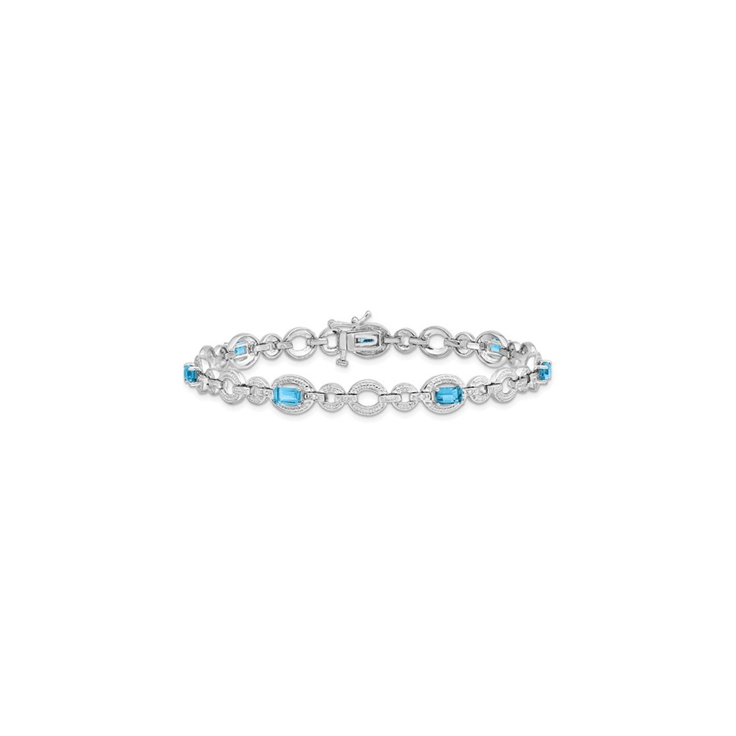Bracelet en argent sterling avec topazes bleues suisses d'2,35&nbsp;carat