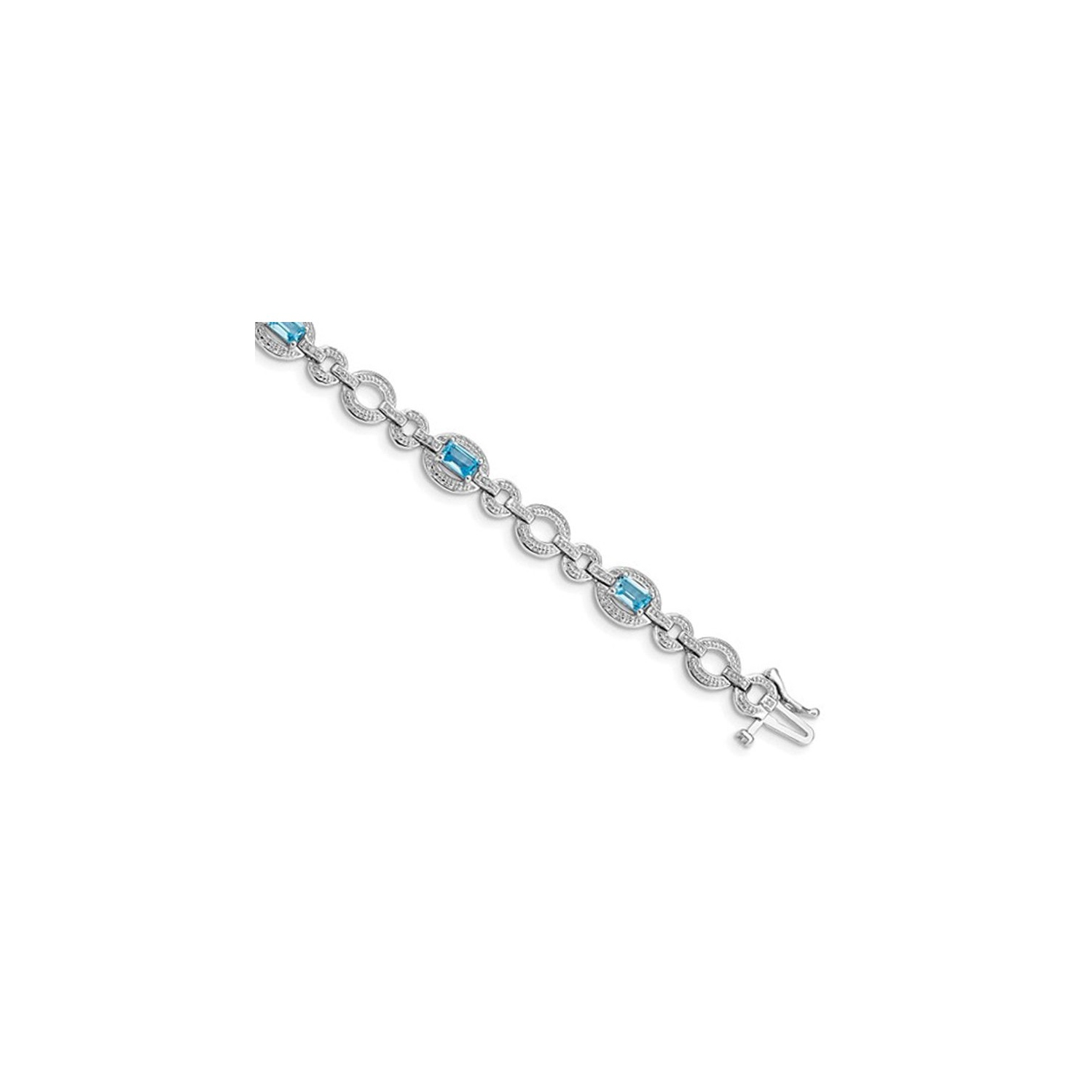 Bracelet en argent sterling avec topazes bleues suisses d'2,35 carat