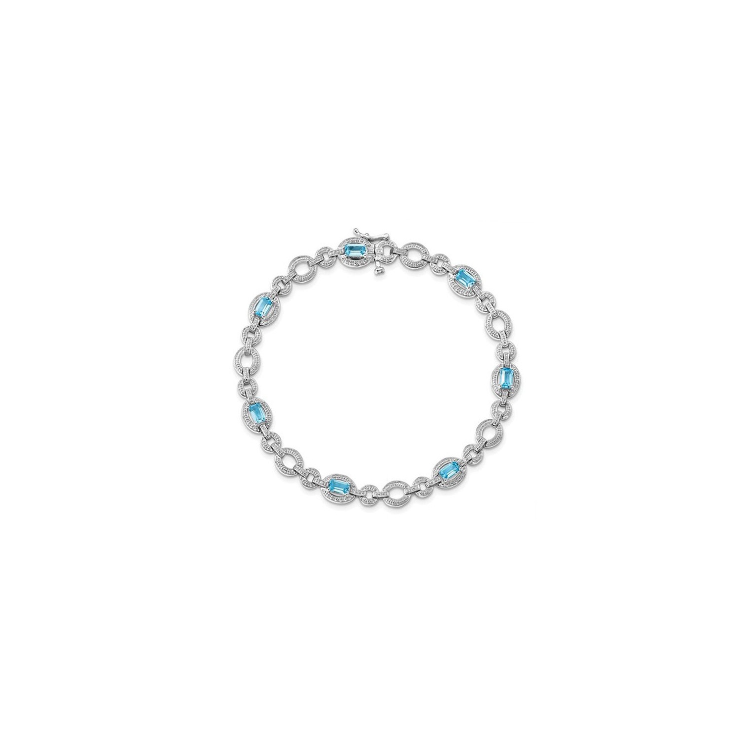 Bracelet en argent sterling avec topazes bleues suisses d'2,35 carat