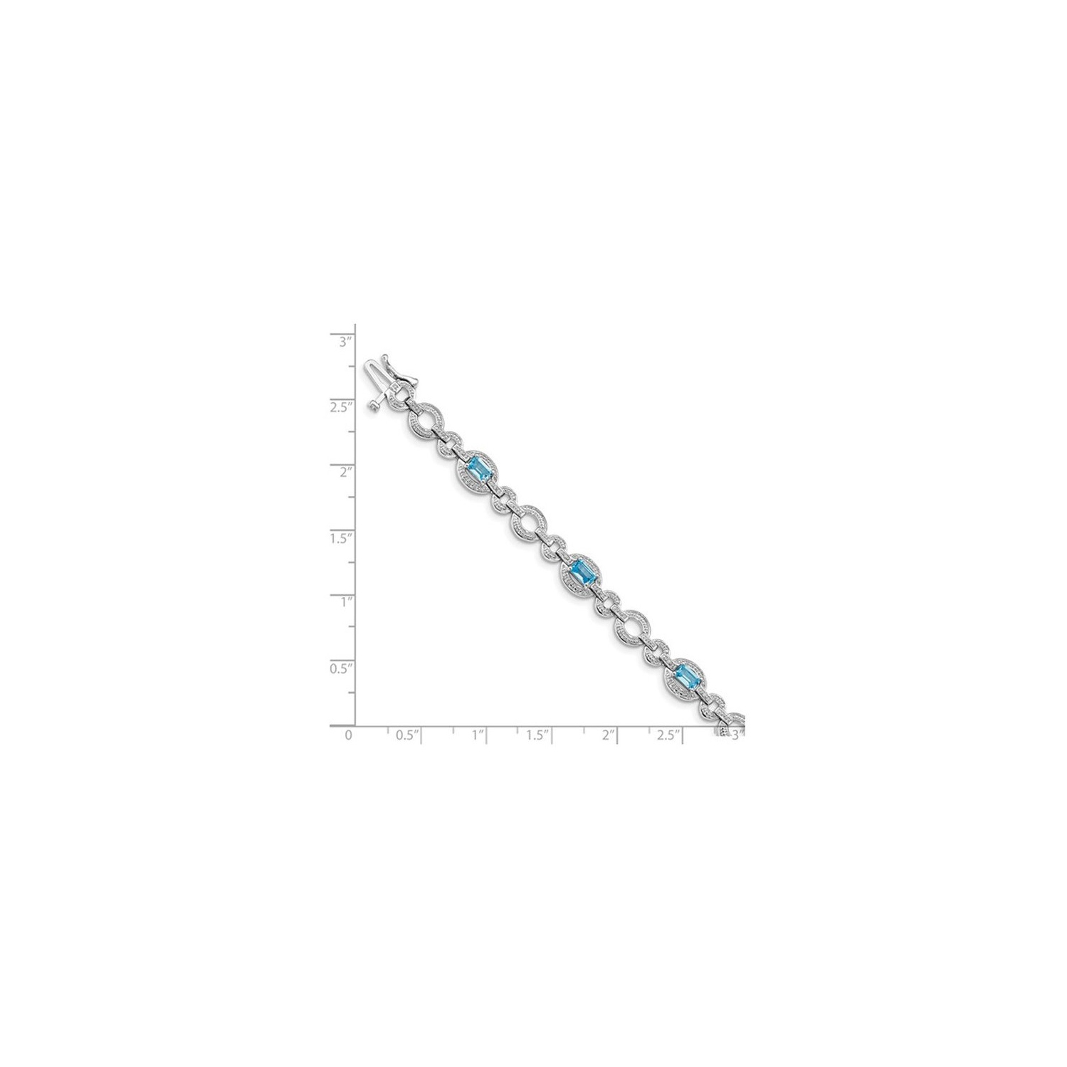 Bracelet en argent sterling avec topazes bleues suisses d'2,35 carat