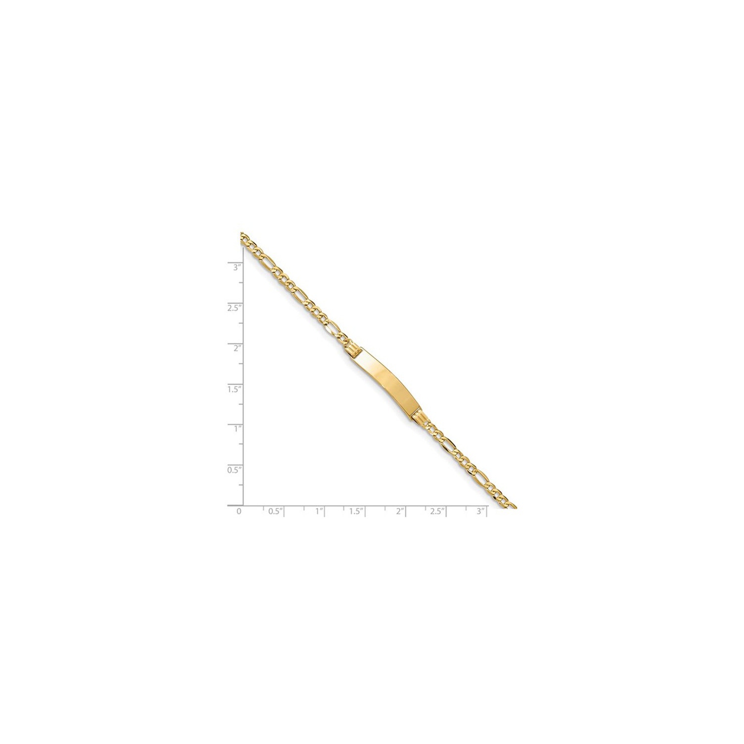 Bracelet d'identité gravable en or jaune 14 ct de 7 po