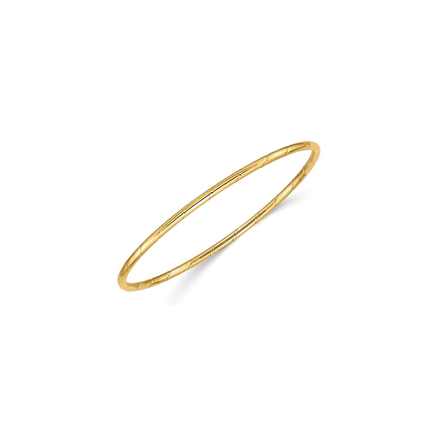 14K Yellow Gold Grooved Slip On Bangle