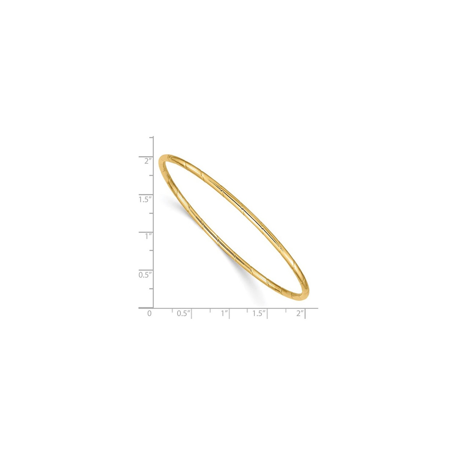 14K Yellow Gold Grooved Slip On Bangle