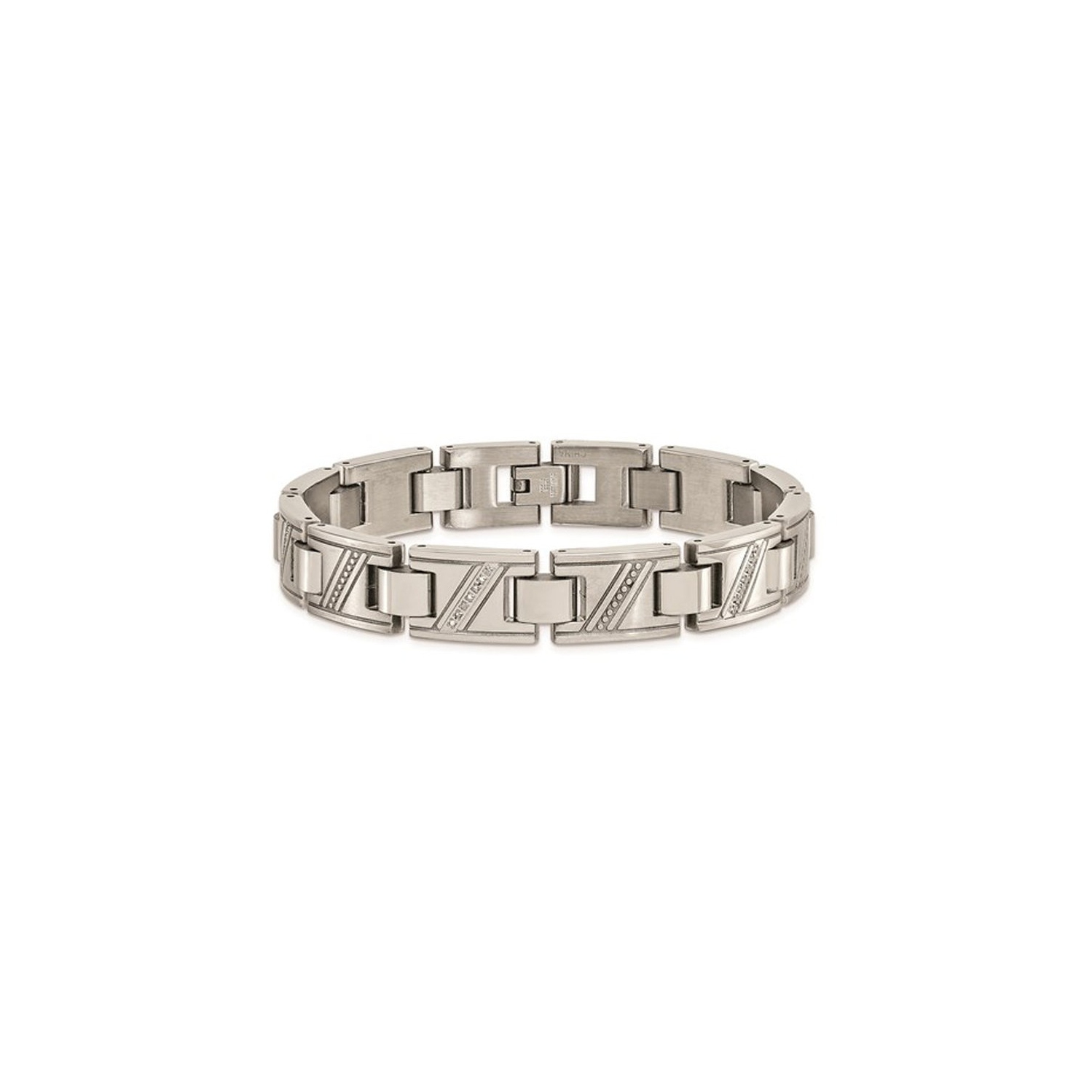 Bracelet en acier inoxydable Mens avec diamants d'accent