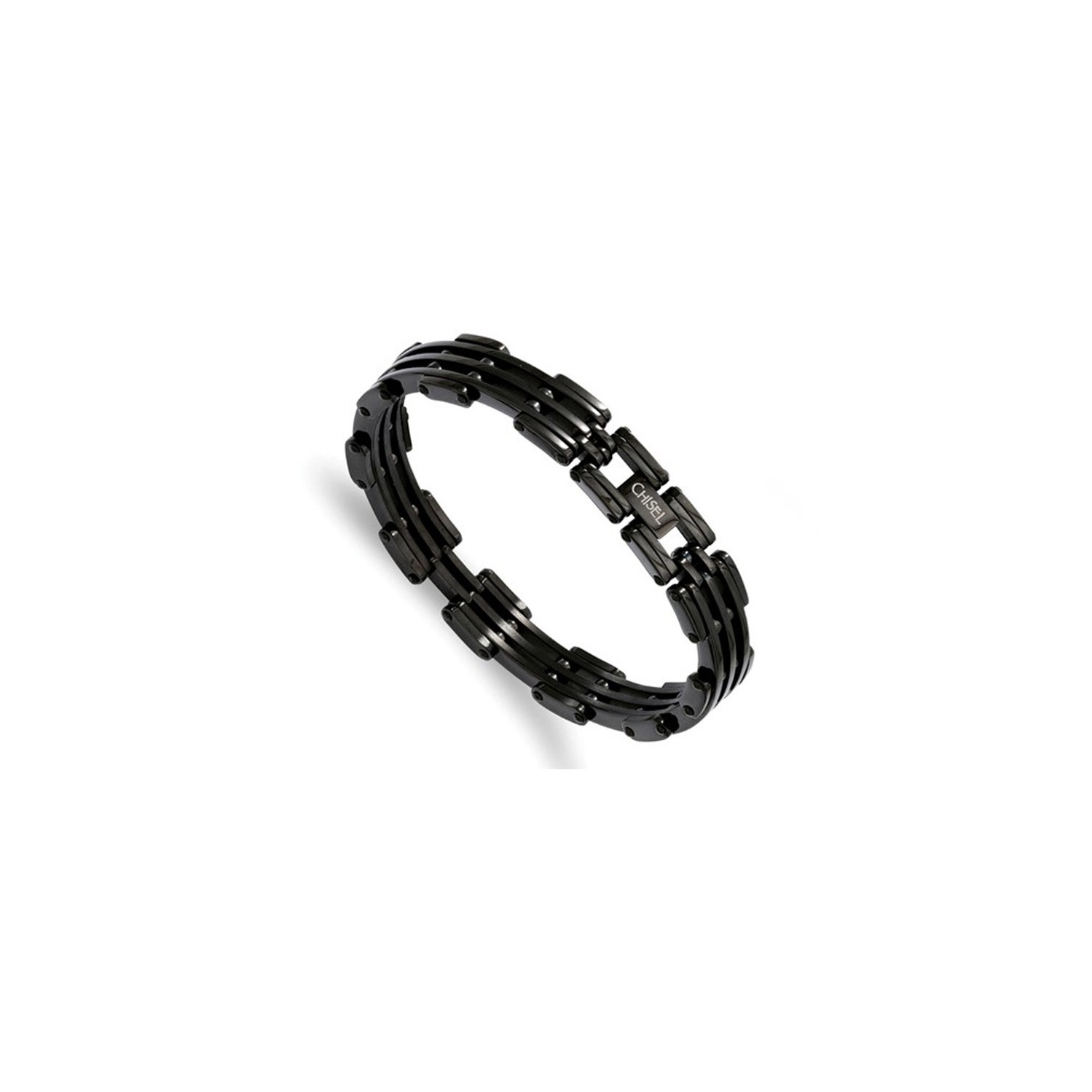 Bracelet homme en acier inoxydable avec placage noir, 8.50 po