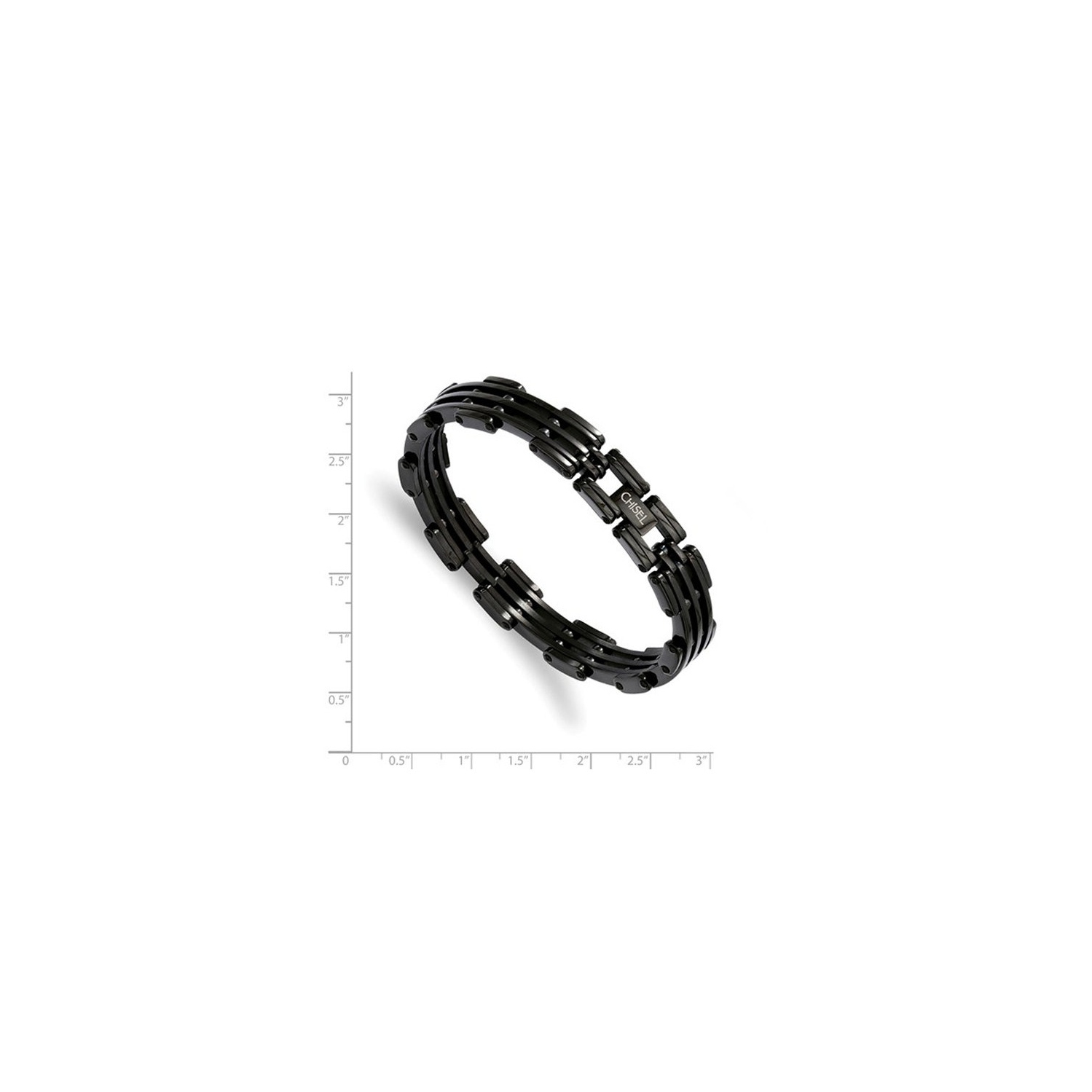 Bracelet homme en acier inoxydable avec placage noir, 8.50 po