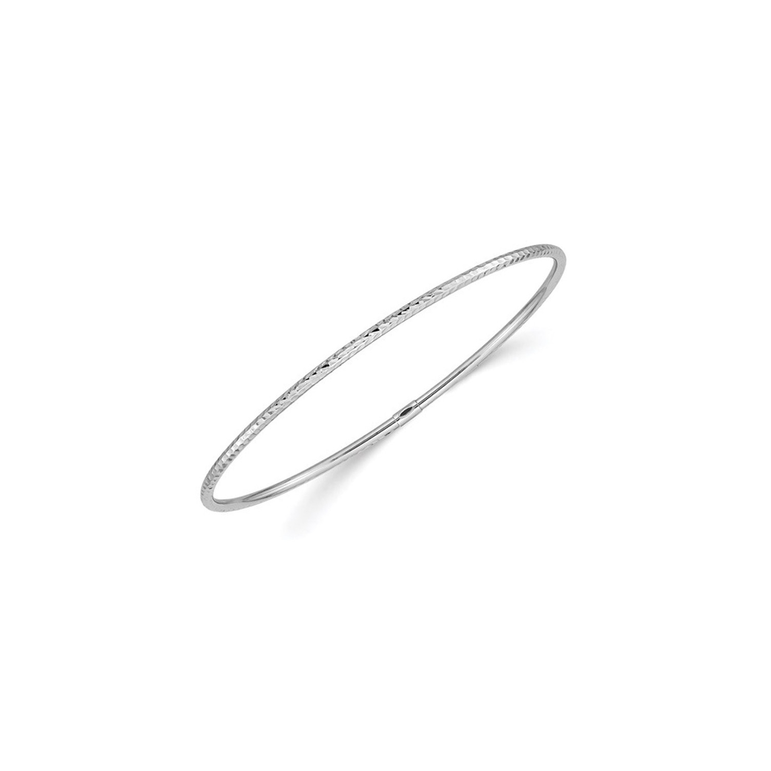 Bracelet jonc à enfiler de 2 mm en or blanc 14 K, taille diamant