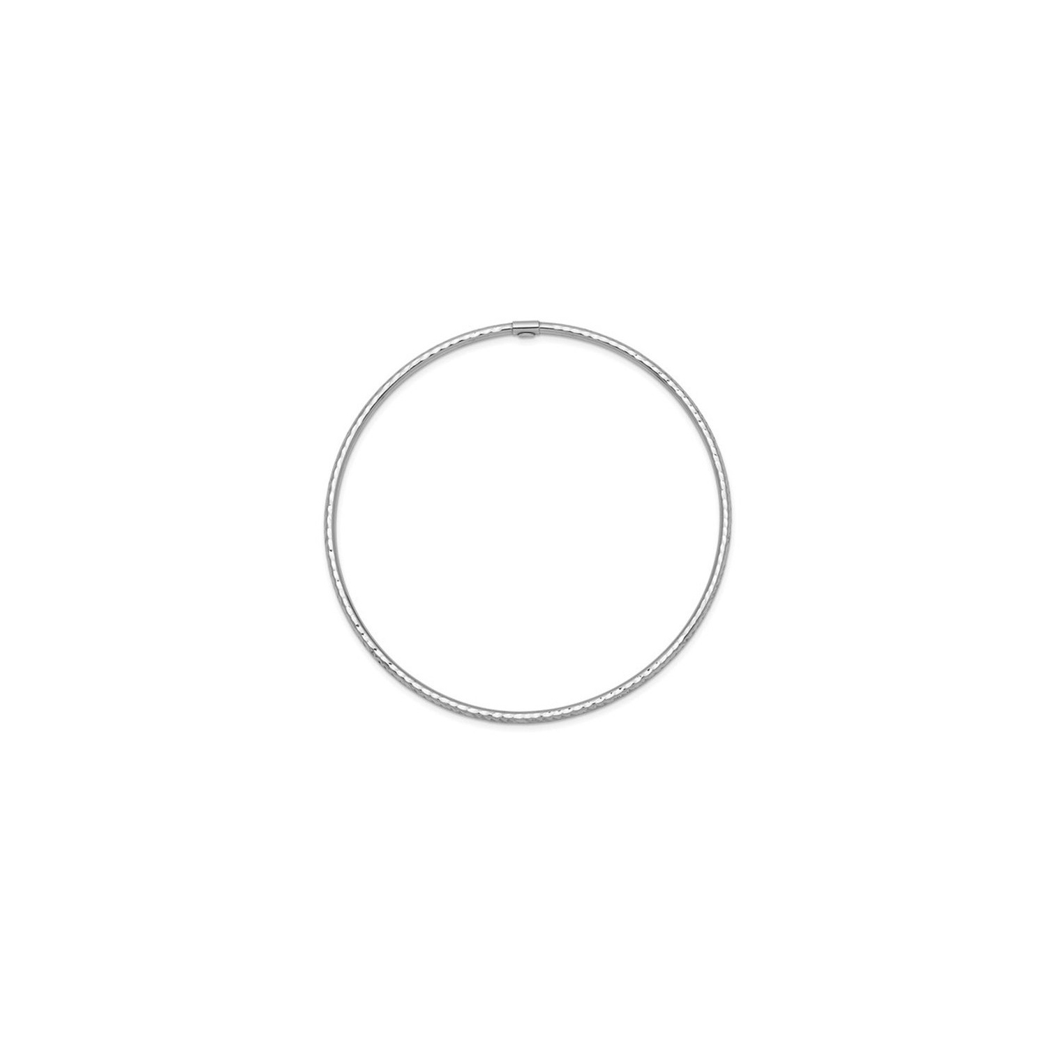 Bracelet jonc à enfiler de 2 mm en or blanc 14 K, taille diamant