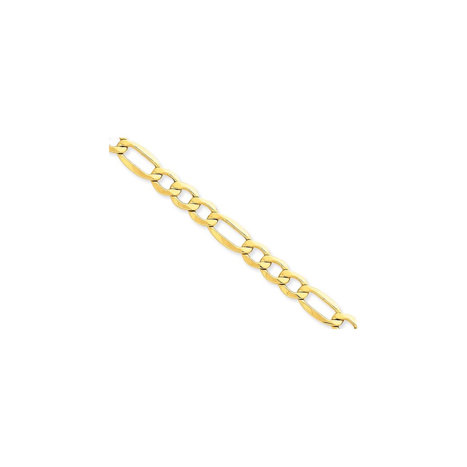 Bracelet à chaîne Figaro en or jaune 14 ct poli de 8 po